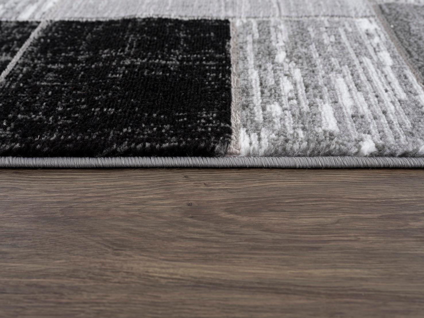 L'Baiet Verena Black Grey Graphic Geometric Color Block Mid-Century Modern Indoor 2' x 3' Area Rug