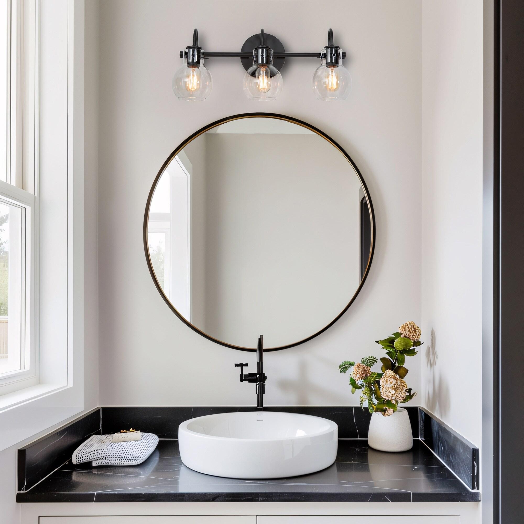 LNC Charm 22-in 3 -Light Matte Black Farmhouse Vanity light bar