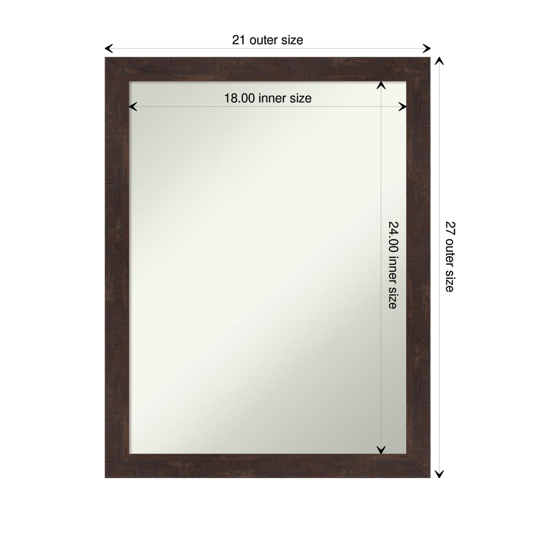 21" x 27" Non-Beveled Fresco Wood Bathroom Wall Mirror Dark Walnut - Amanti Art: Includes Mounting Hardware