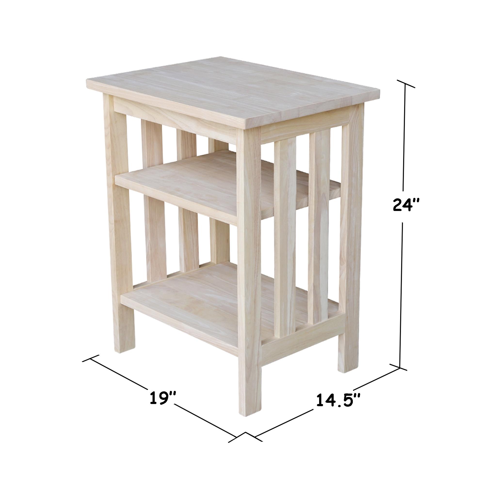 International Concepts Mission Printer Stand Unfinished: Hardwood Office Cabinet, 24" High Cart