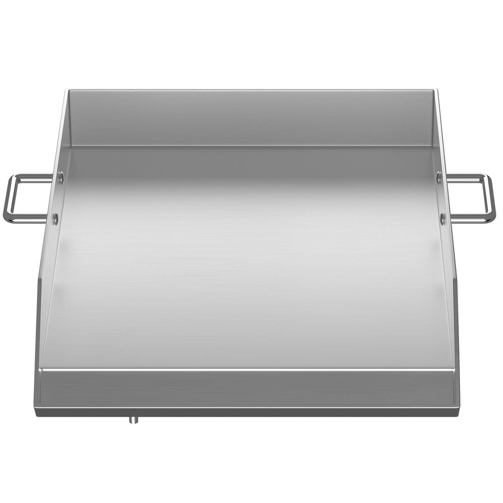 VEVORbrand Stainless Steel Griddle,18" X 16" Universal Flat Top Rectangular Plate, BBQ Charcoal/Gas Grill with 2 Handles and Grease Groove with for Camping, Tailgating and Parties