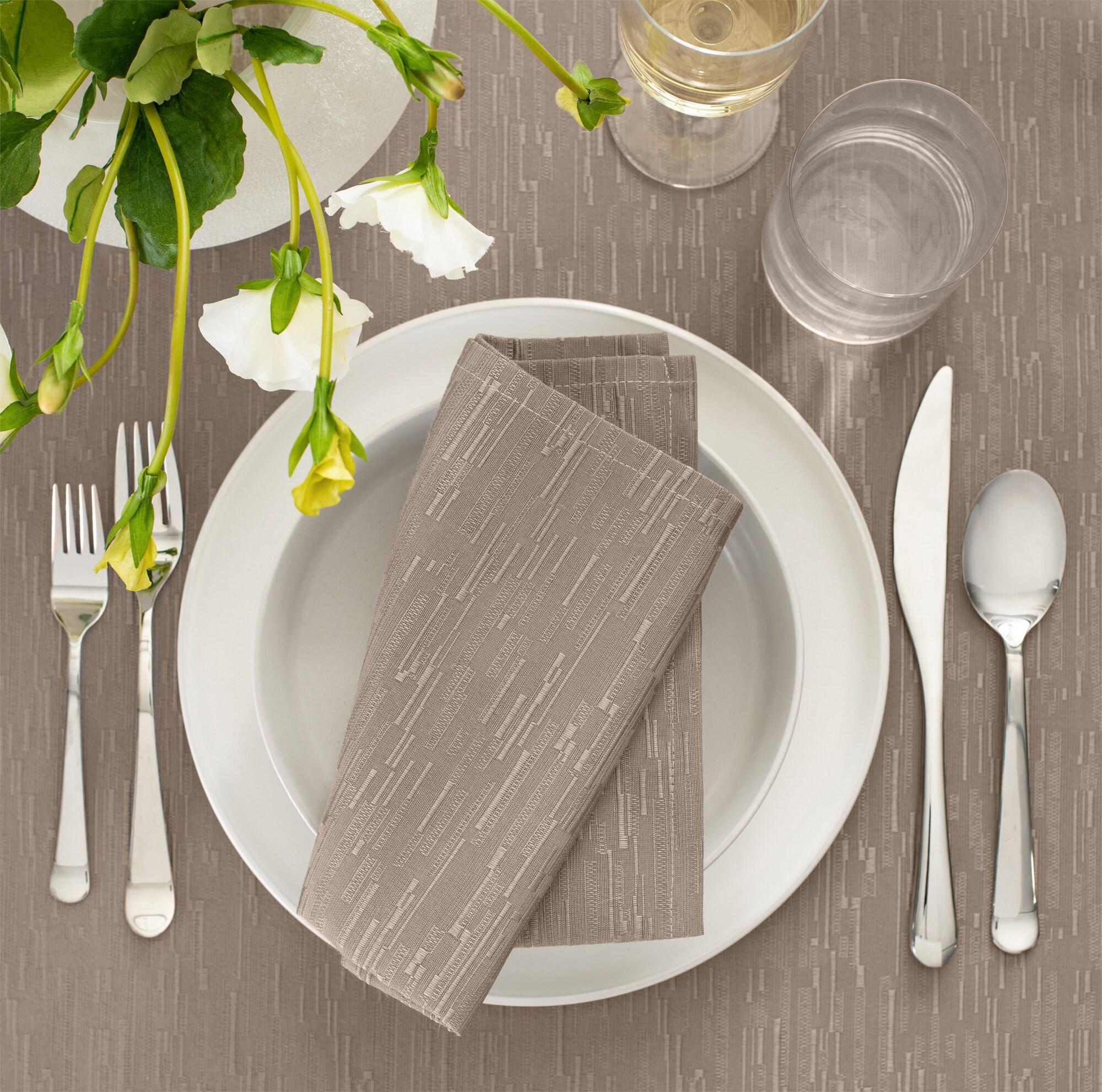 Continental Solid Texture Water and Stain Resistant Napkins, Set of 4 - 17" x 17" - Taupe - Elrene Home Fashions