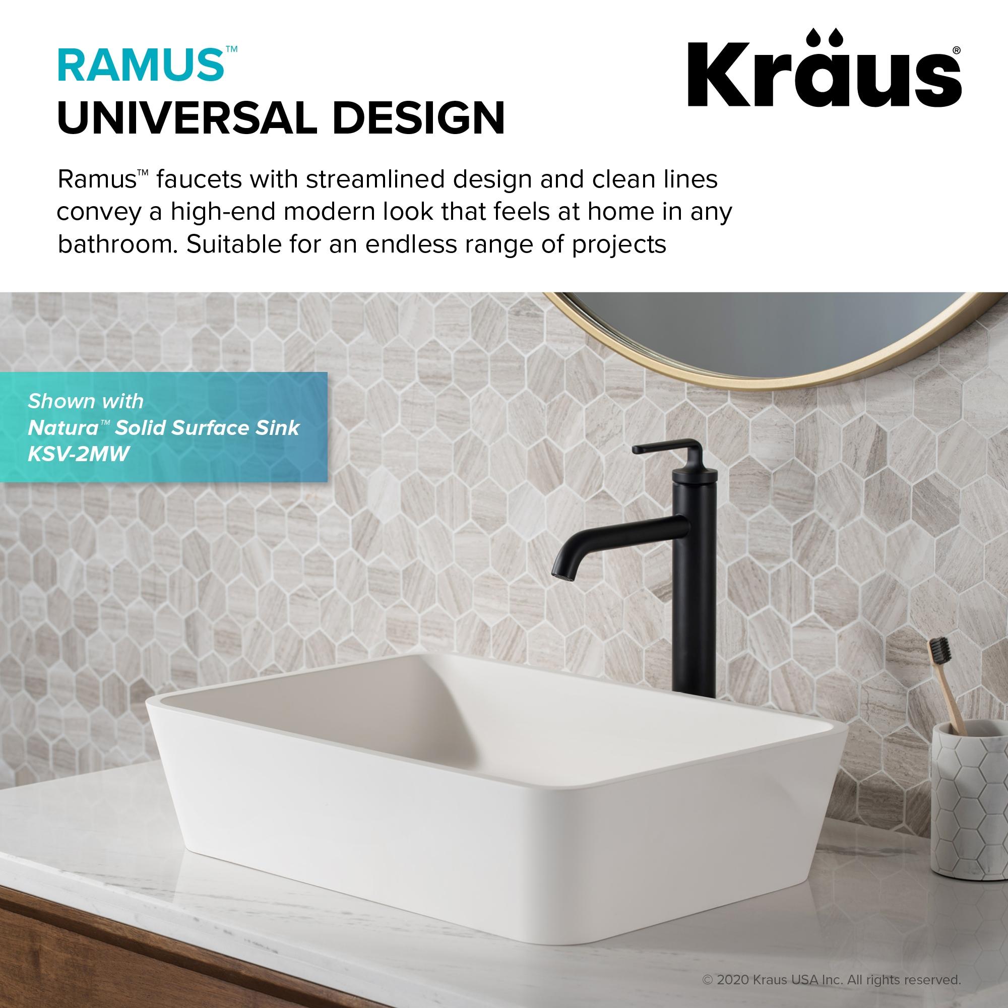 Ramus Single Handle Vessel Sink Bathroom Faucet with Drain Assembly