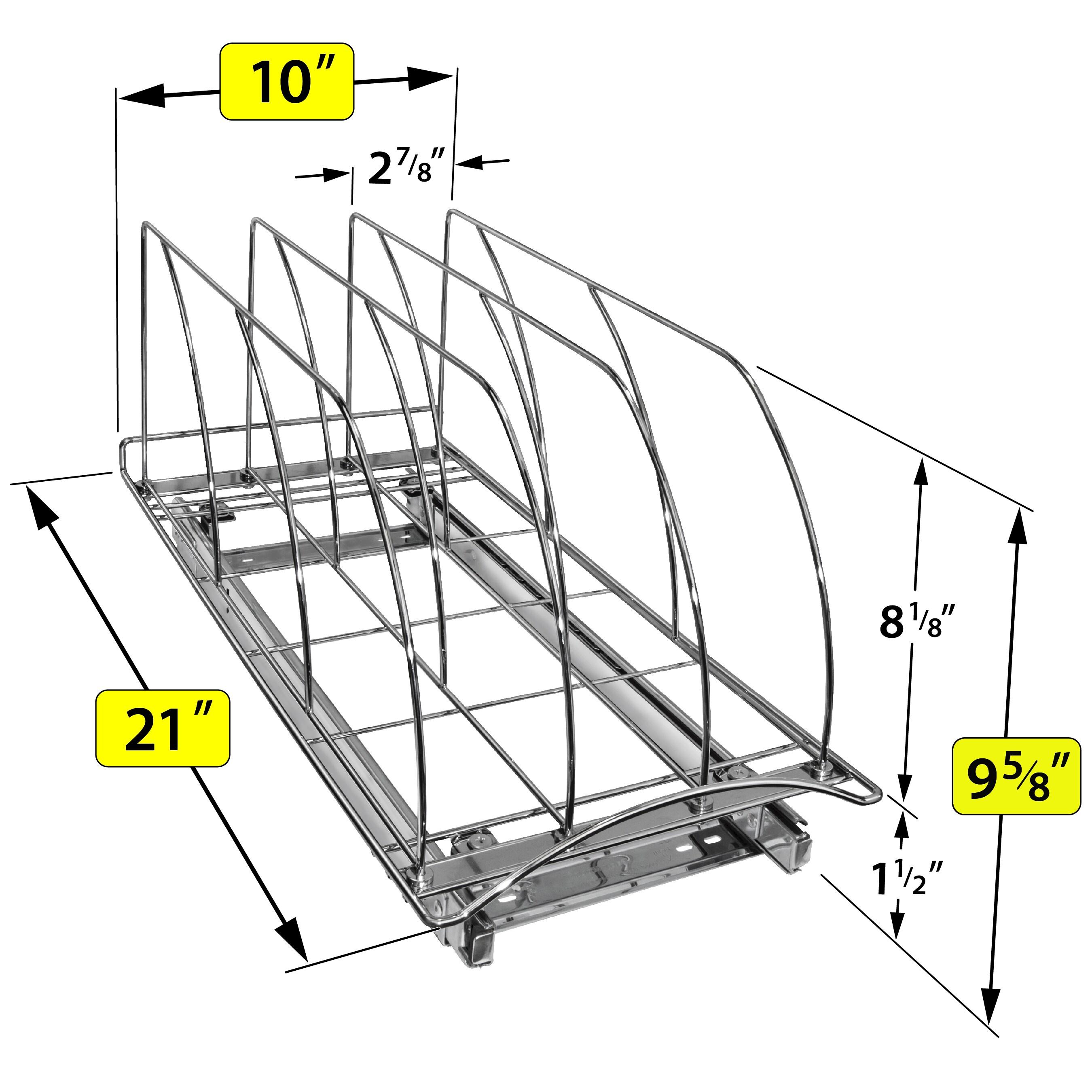 Lynk Professional Slide Out Cutting Board, Bakeware, and Tray Organizer - Pull Out Kitchen Cabinet Rack - 10" x 21": Kitchen Storage
