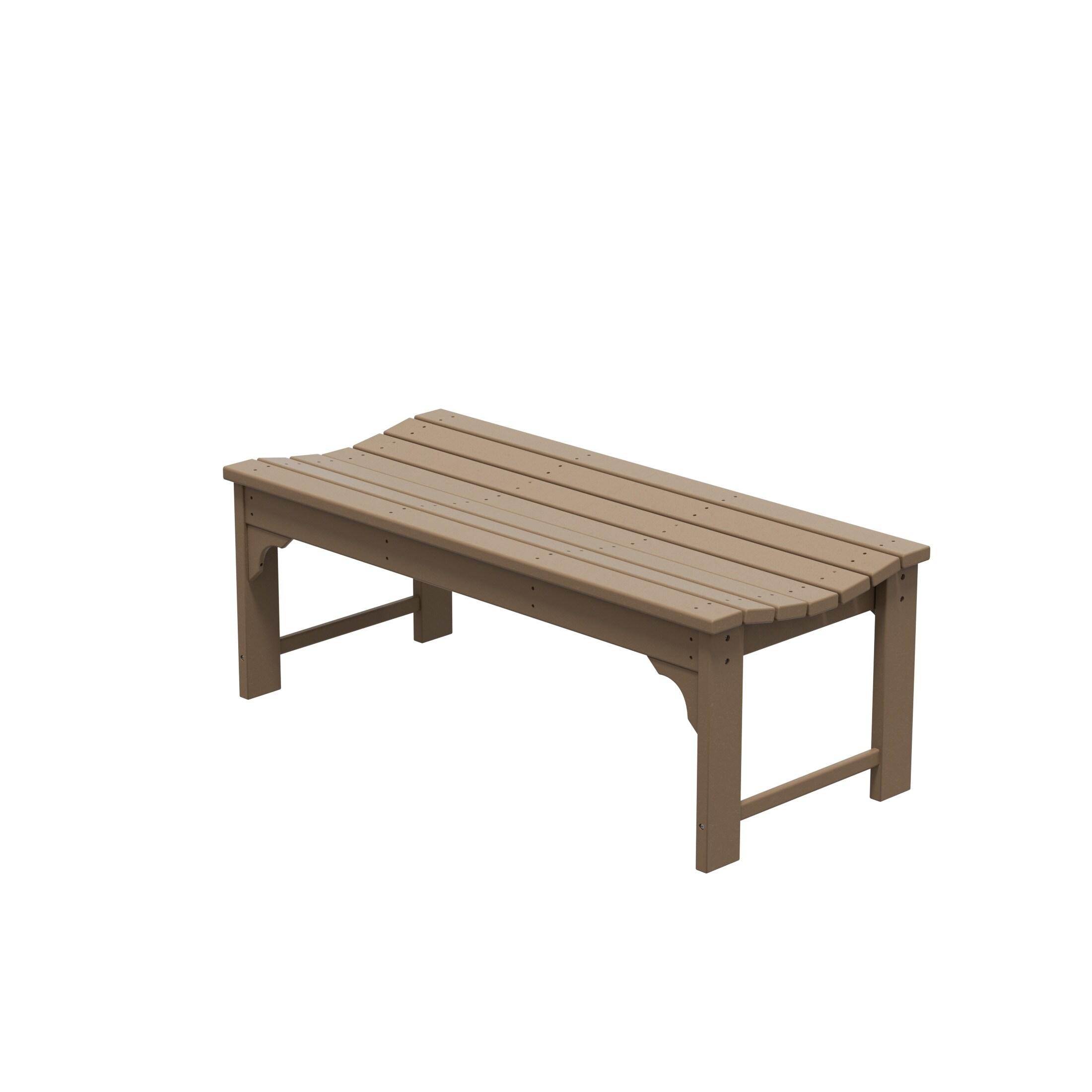 QSHIMY  Outdoor Bench, All Weather Resistant Poly Lumber Backless Patio Garden Bench, Adirondack Curved Bench Seat for Comfort, Weatherwood