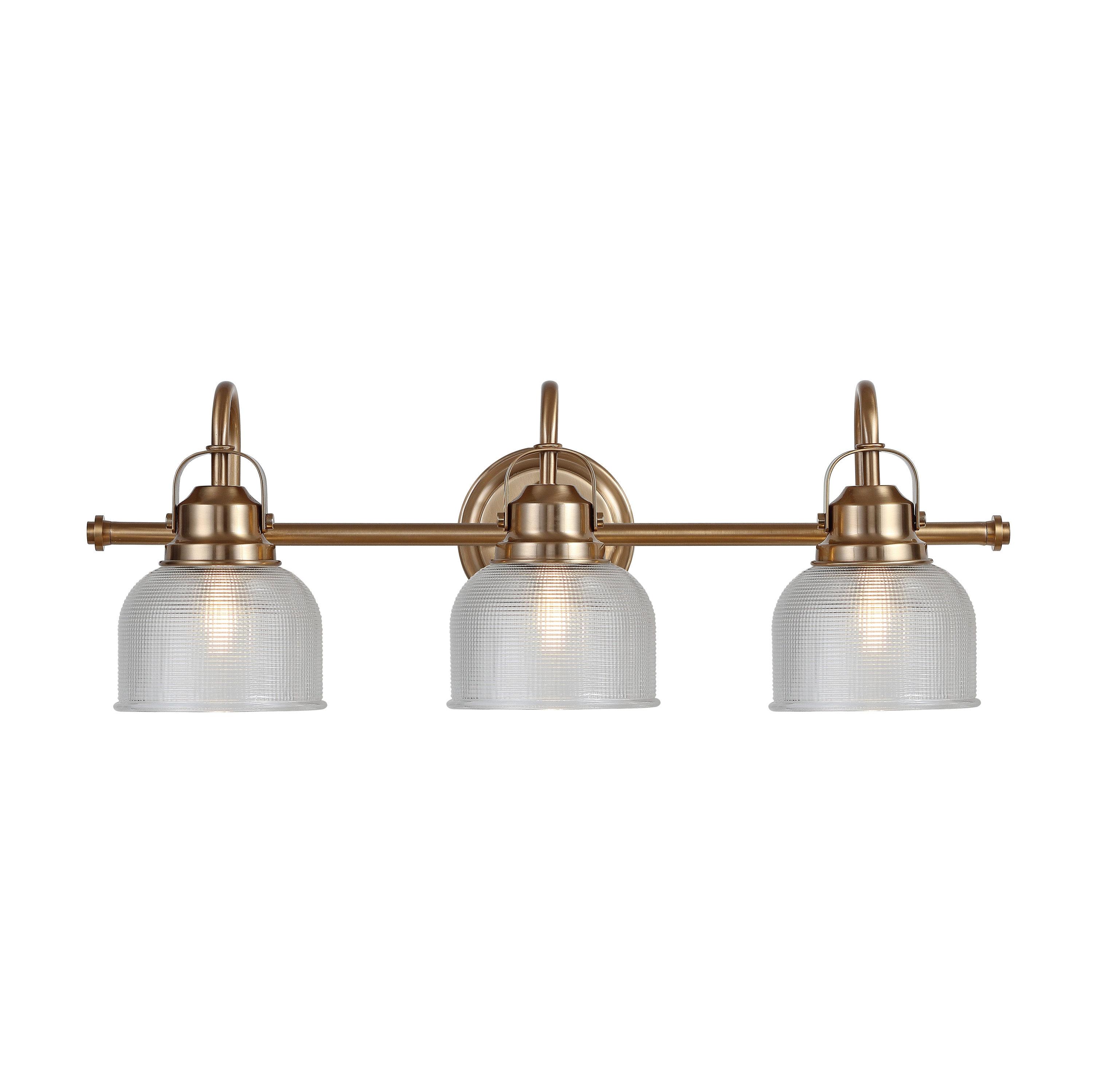25.25" LED 3-Light Metal/Glass Virginia Pendent Brass/Gold - JONATHAN Y: ETL Listed, Bathroom Fixture
