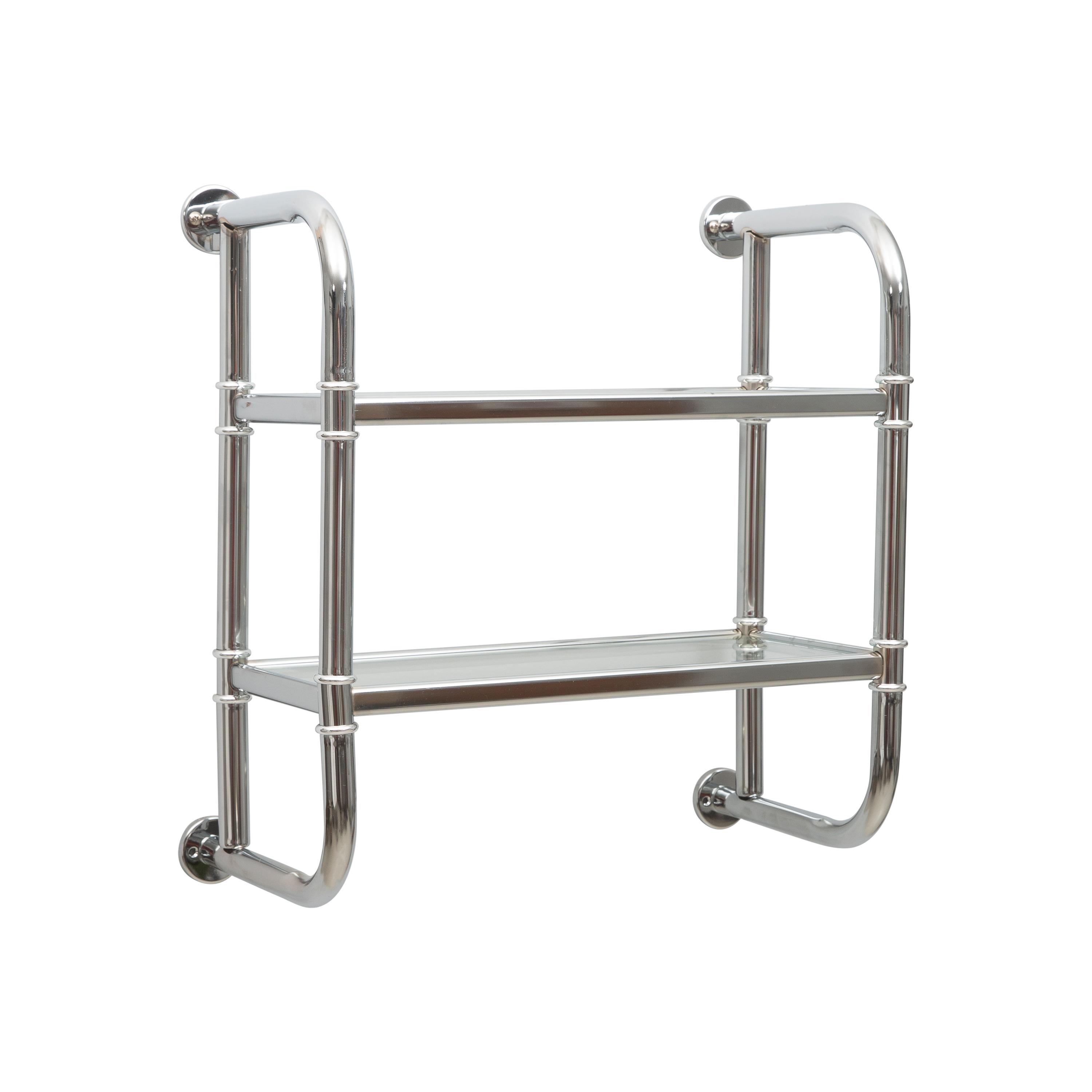 Organize It All Two Tier Bath Shelf Chrome : Microfiber, Machine Washable, Non-Slip Backing