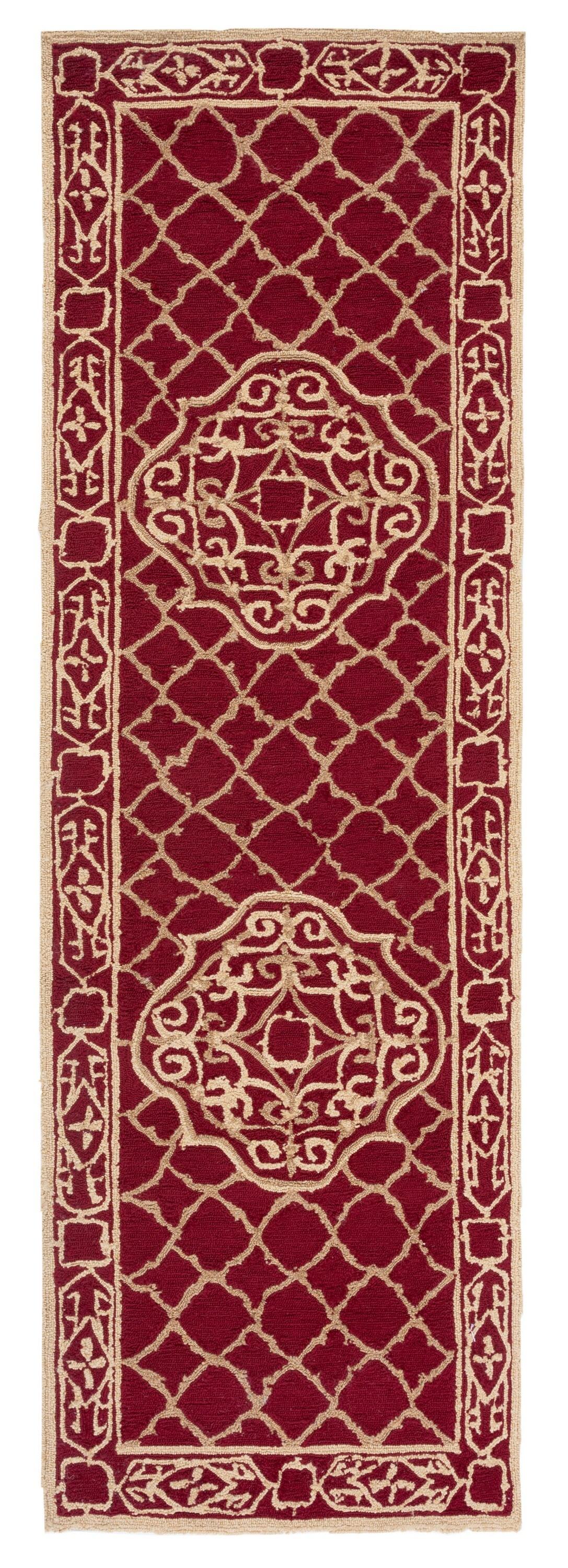 Easy Care EZC729 Hand Hooked Runner Rug - Maroon/Gold - 2'6"x8' - Safavieh.