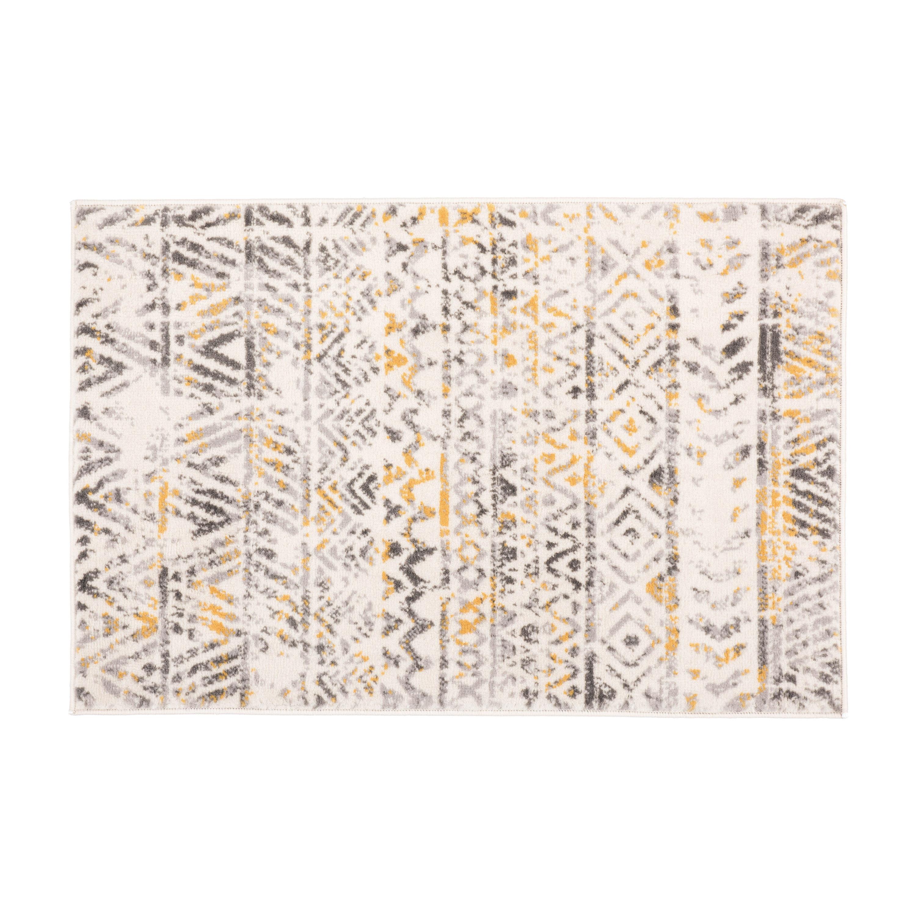 World Rug Gallery Geometric Distressed Bohemian Yellow 2'x3' Area Rug