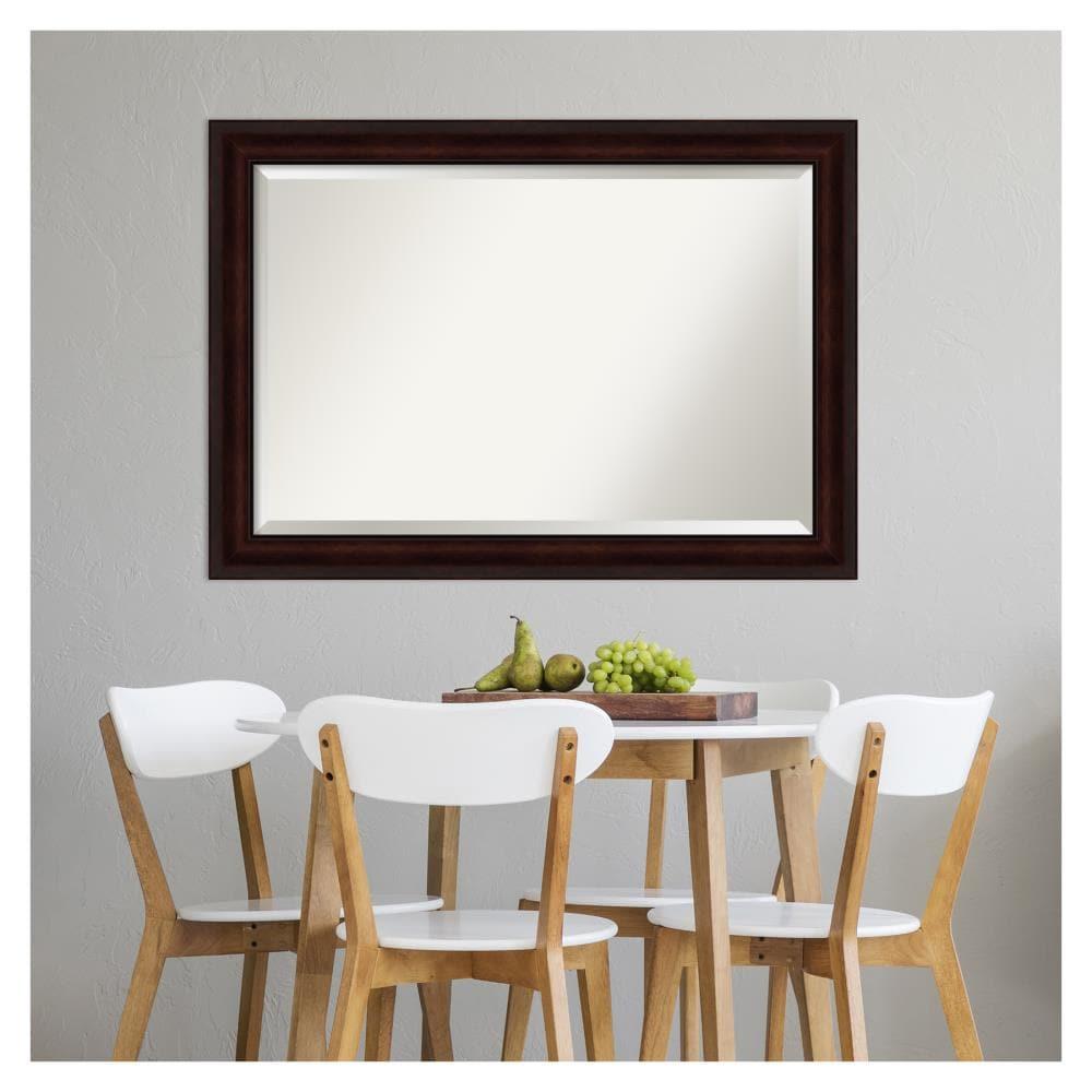 Amanti Art Beveled Bathroom Wall Mirror - Coffee Bean Brown Frame - Coffee Bean Brown Outer Size: 41 x 29 in