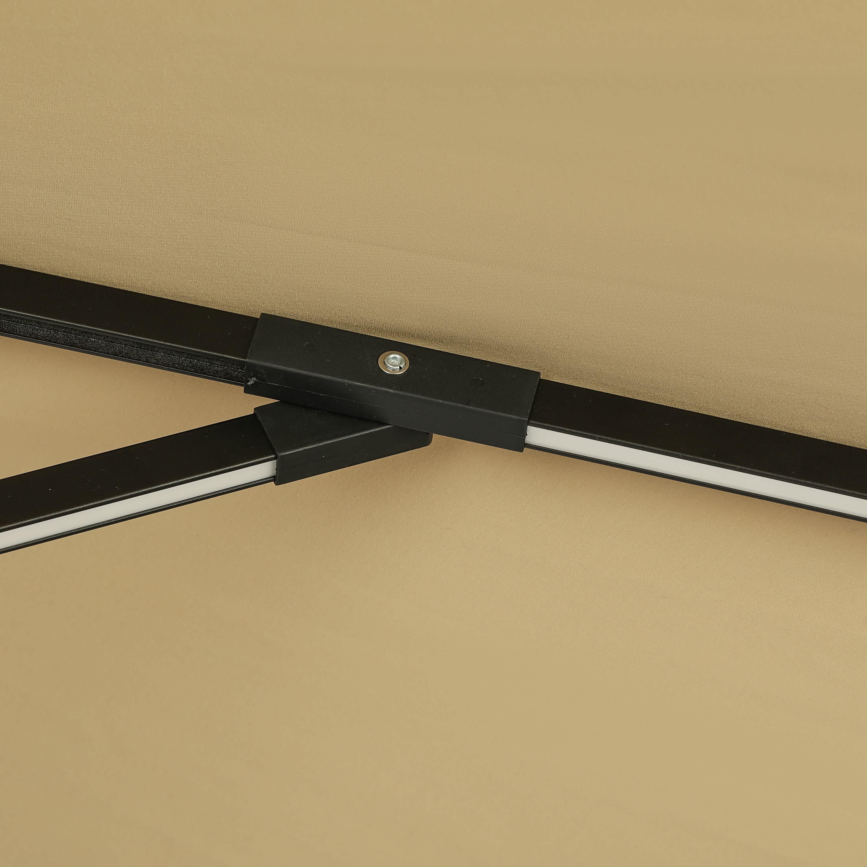 11' x 11' Calypso II Market Patio Umbrella with Solar LED Strip Lights Champagne - Island Umbrella