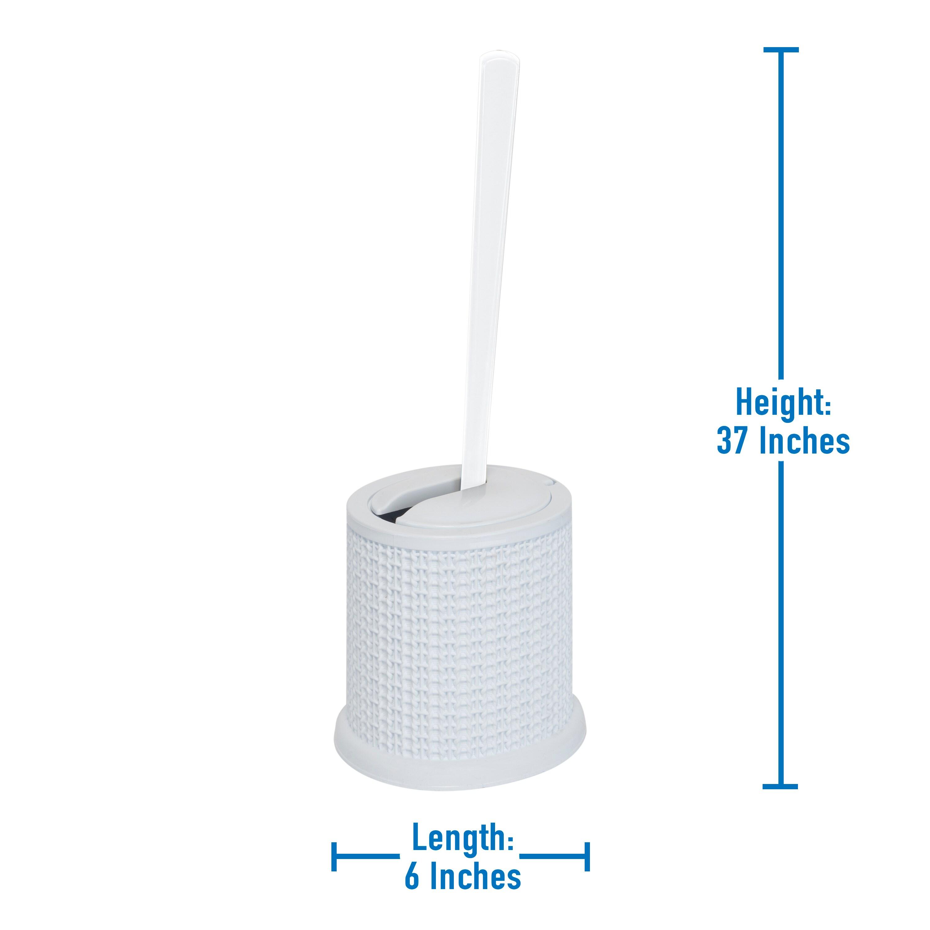 Bath Bliss Self Closing Lid Toilet Brush with Rim Scrubber in Sailor Knot Design, White