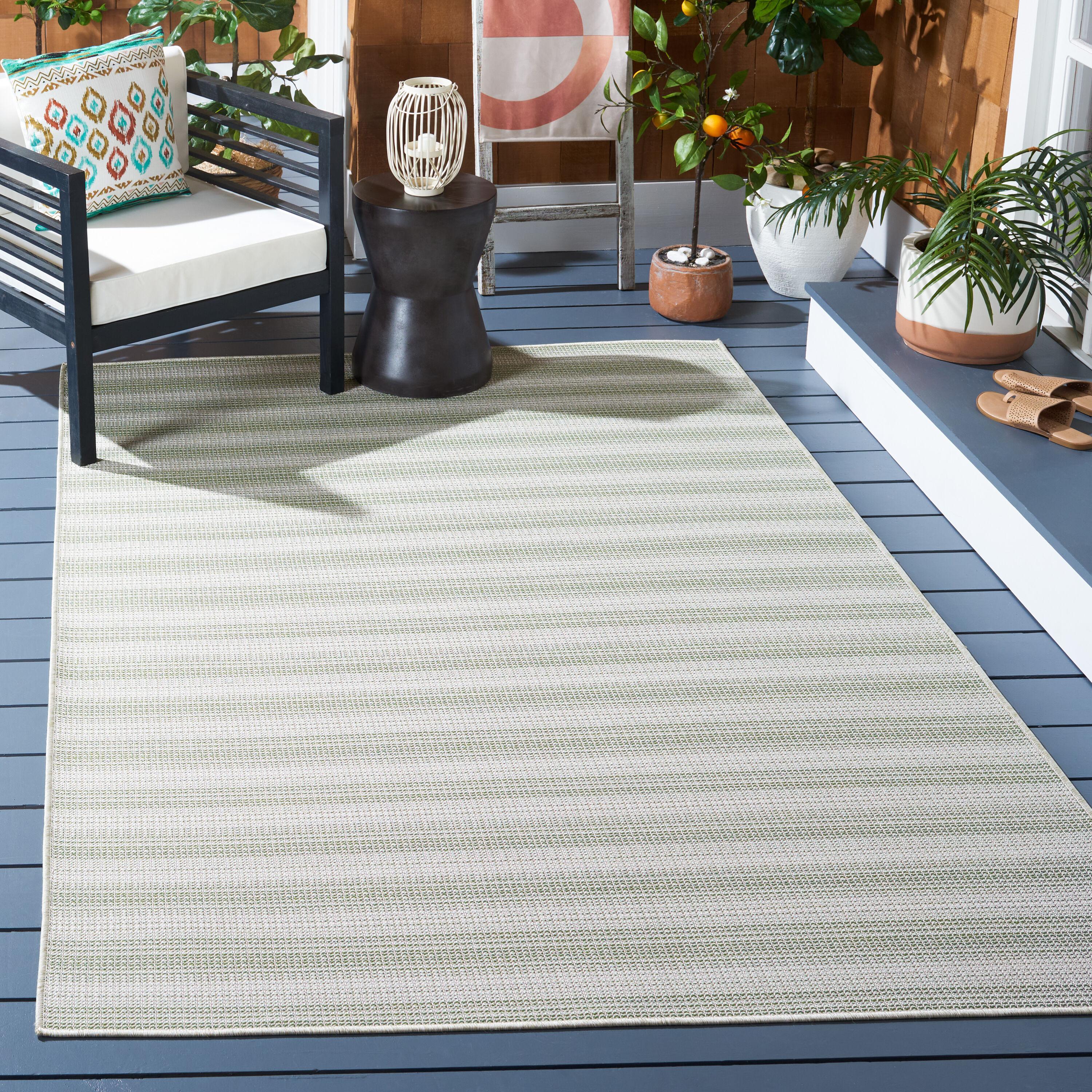 Hampton HTN231 Power Loomed Indoor/Outdoor Area Rug - Olive Green/Ivory - 8'9"x11'9" - Safavieh.