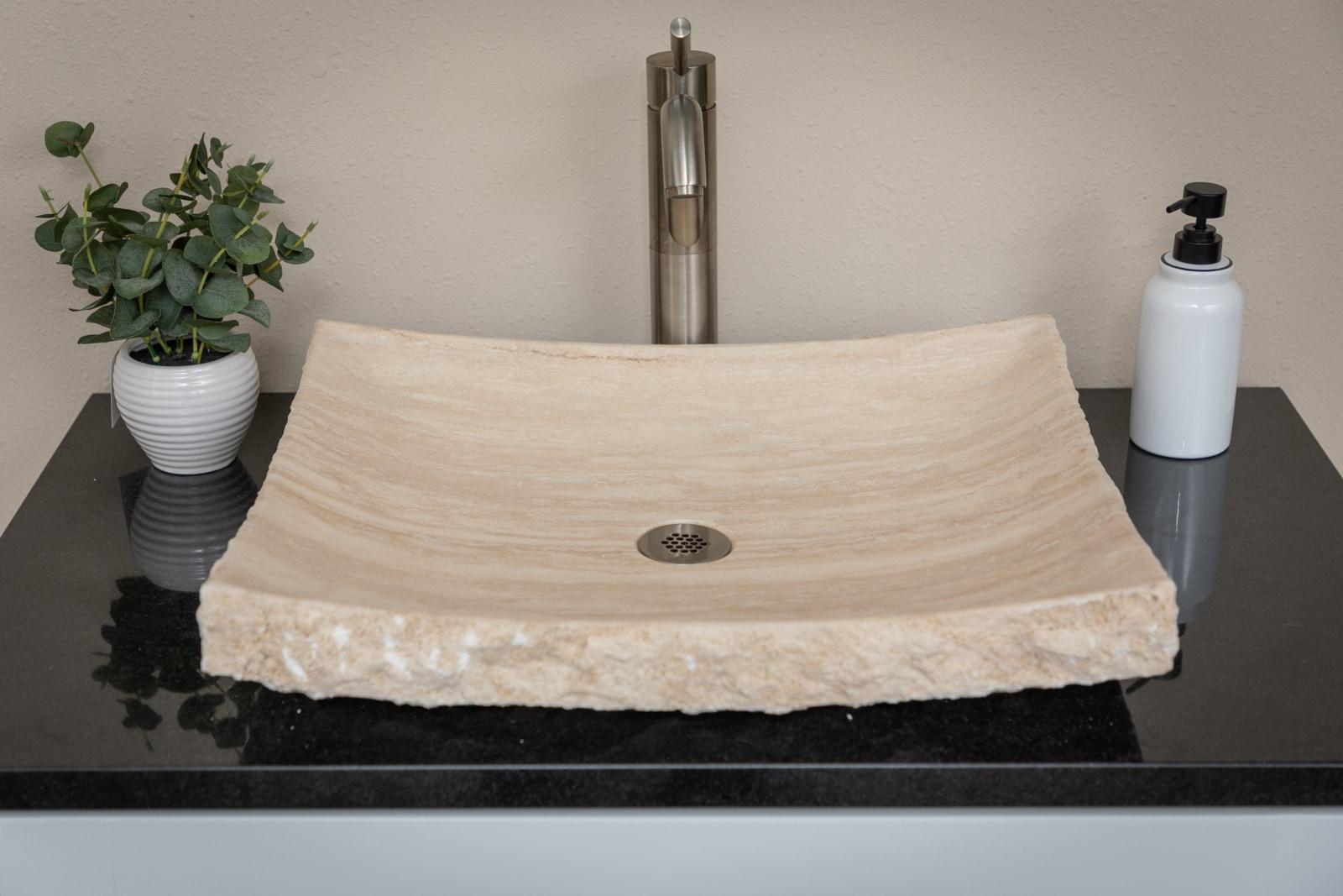 Eden Bath Zen 17'' White Stone Rectangular Bathroom Sink