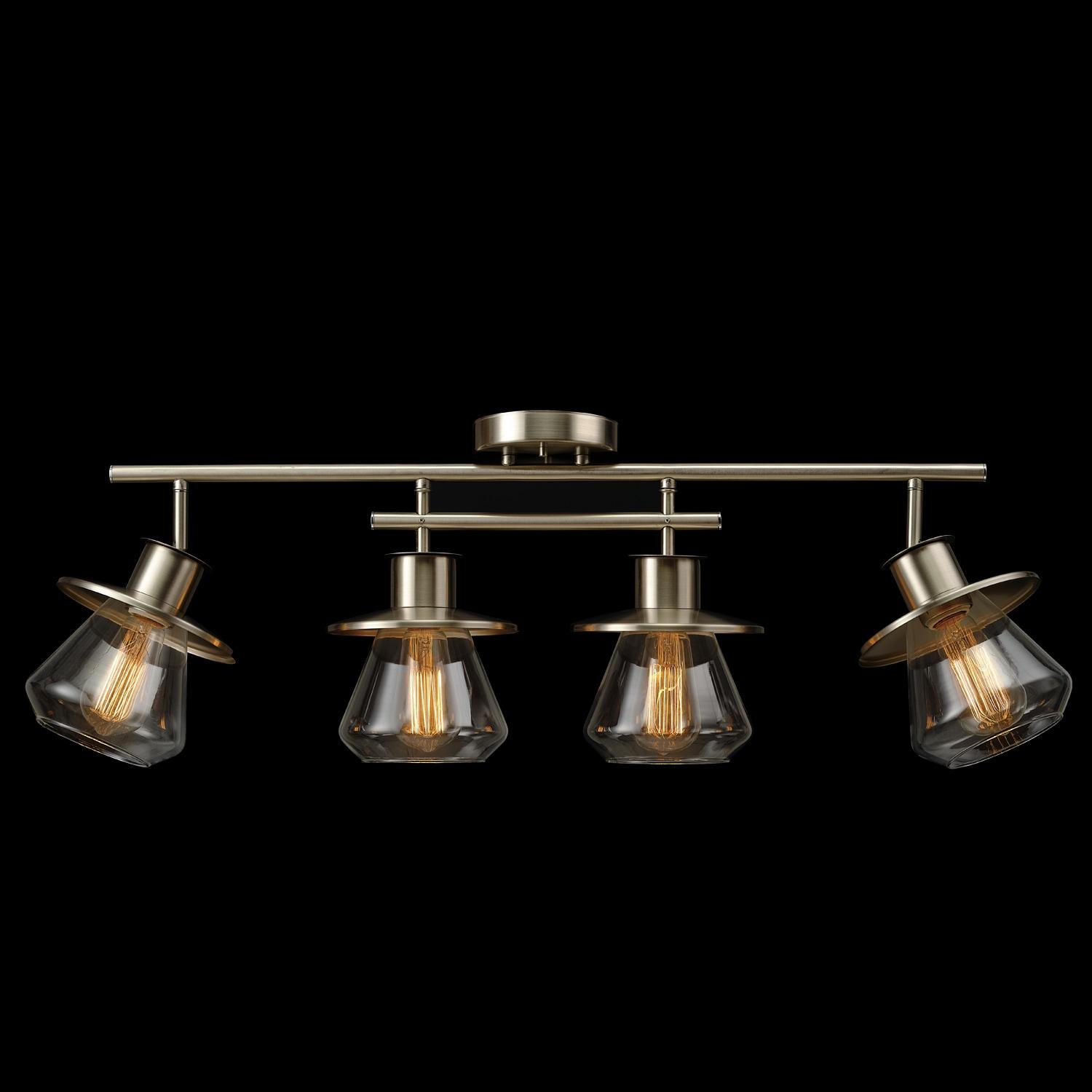 Globe Electric Nate 4-Light Brushed Nickel Track Lighting Kit with Clear Glass Shades, 57504