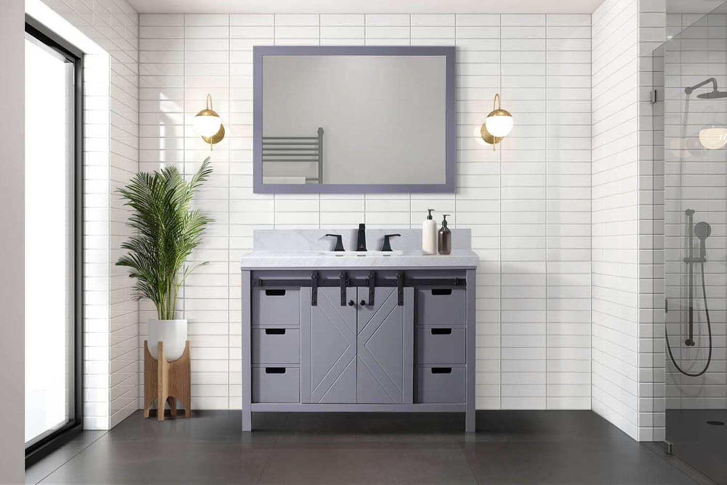 Marsyas 48'' Single Bathroom Vanity with Carrara Marble Top