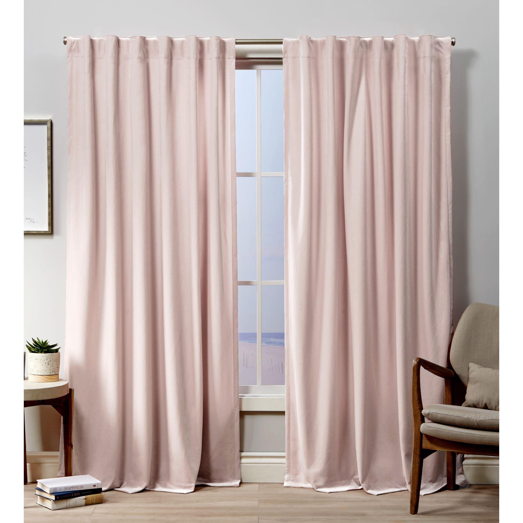 Set of 2 (84"x54") Velvet Back Tab Light Filtering Window Curtain Panels Blush Pink - Exclusive Home: Polyester, OEKO-TEX Certified