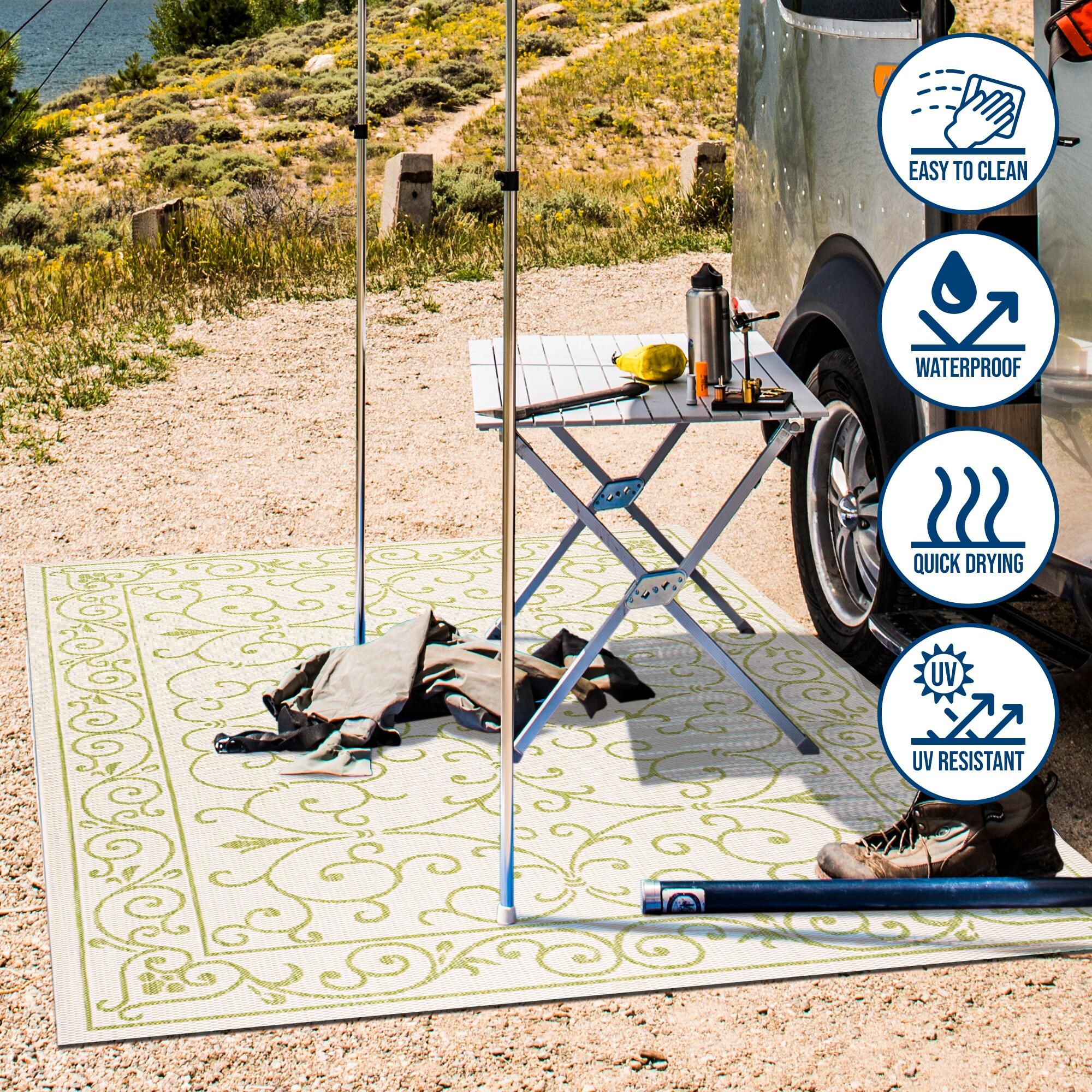 9' x 12' Charleston Vintage Filigree Textured Weave Indoor/Outdoor Area Rug, Cream/Green - JONATHAN Y