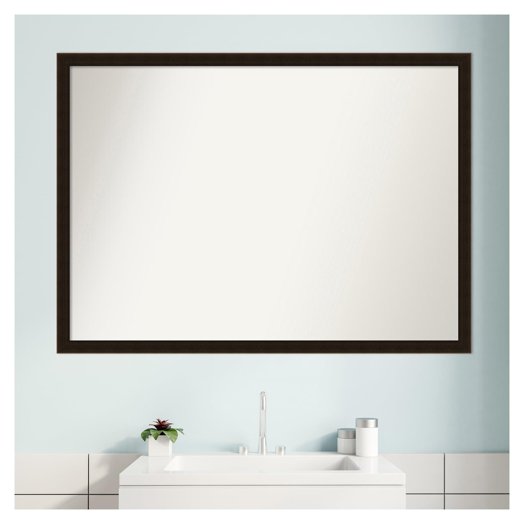 Amanti Art Espresso Brown Non-Beveled Wood Bathroom Wall Mirror 29 x 40 in.