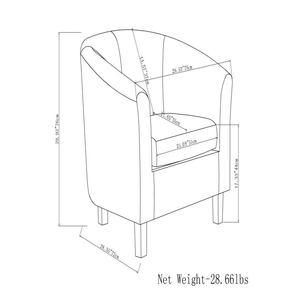 Simpli Home Austin 30"W Upholstered Vegan Faux Leather Contemporary Tub Accent Chair with High Arms and Deep Seat