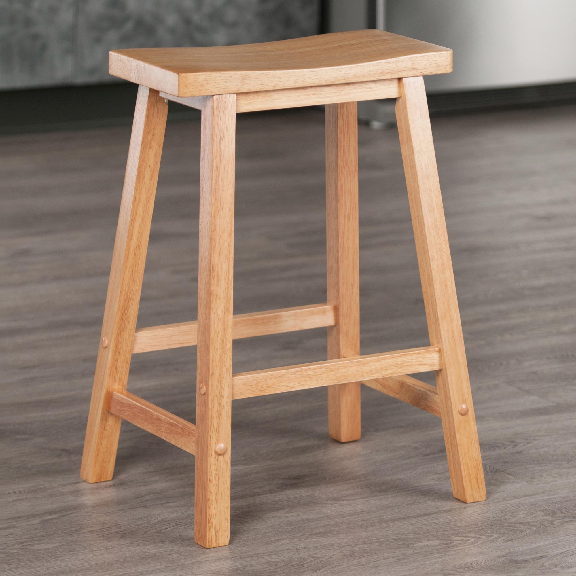 24" Satori Saddle Seat Counter Height Barstool Beech - Winsome: Wood Frame, Spot Clean, No Backrest