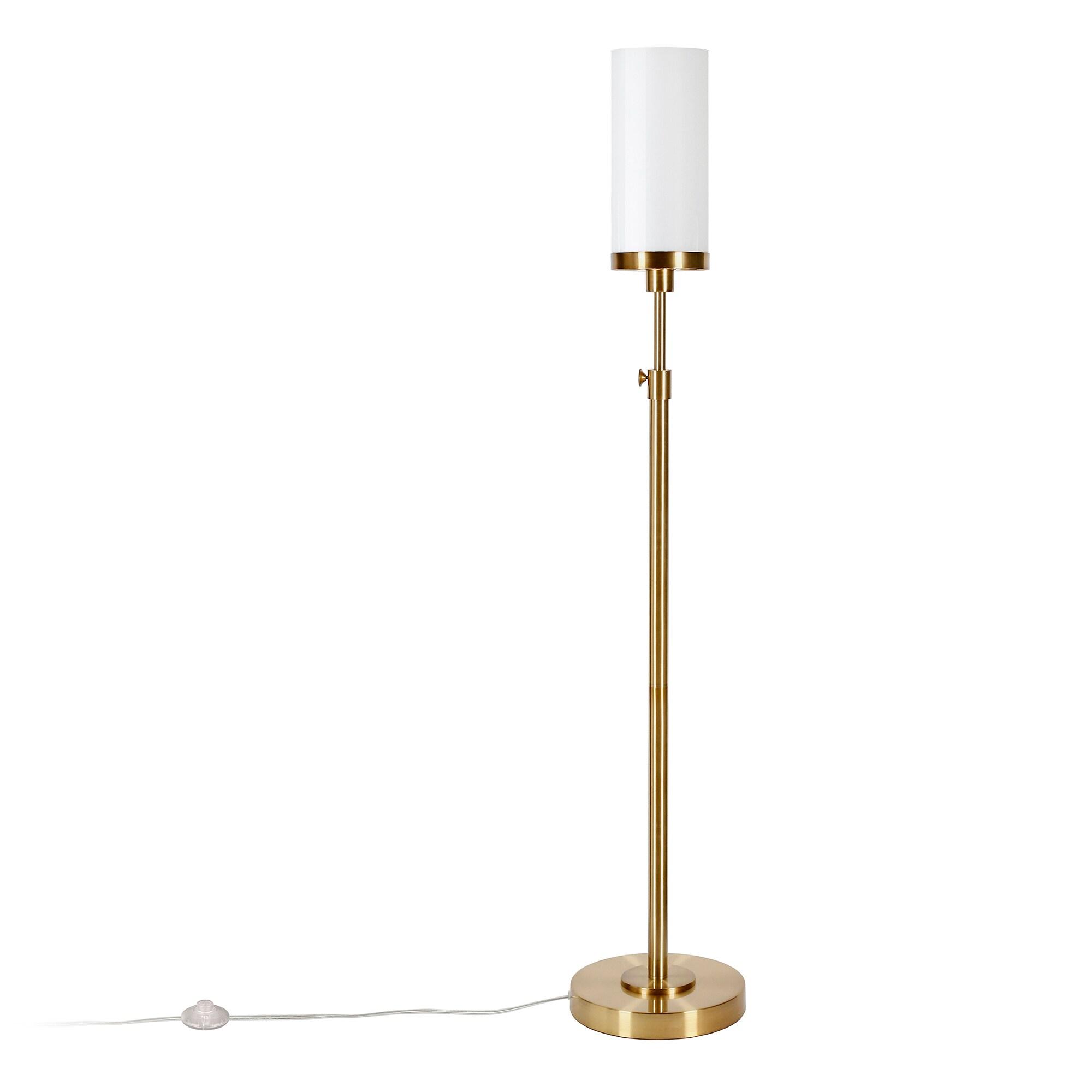 Evelyn&Zoe Frieda 66" Tall Floor Lamp with Glass Shade in Brass/White Milk