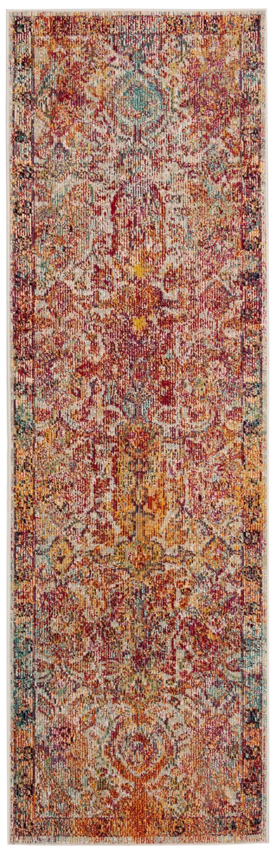 Crystal CRS505 Power Loomed Runner Rug - Light Blue/Orange - 2'2"x11' - Safavieh.