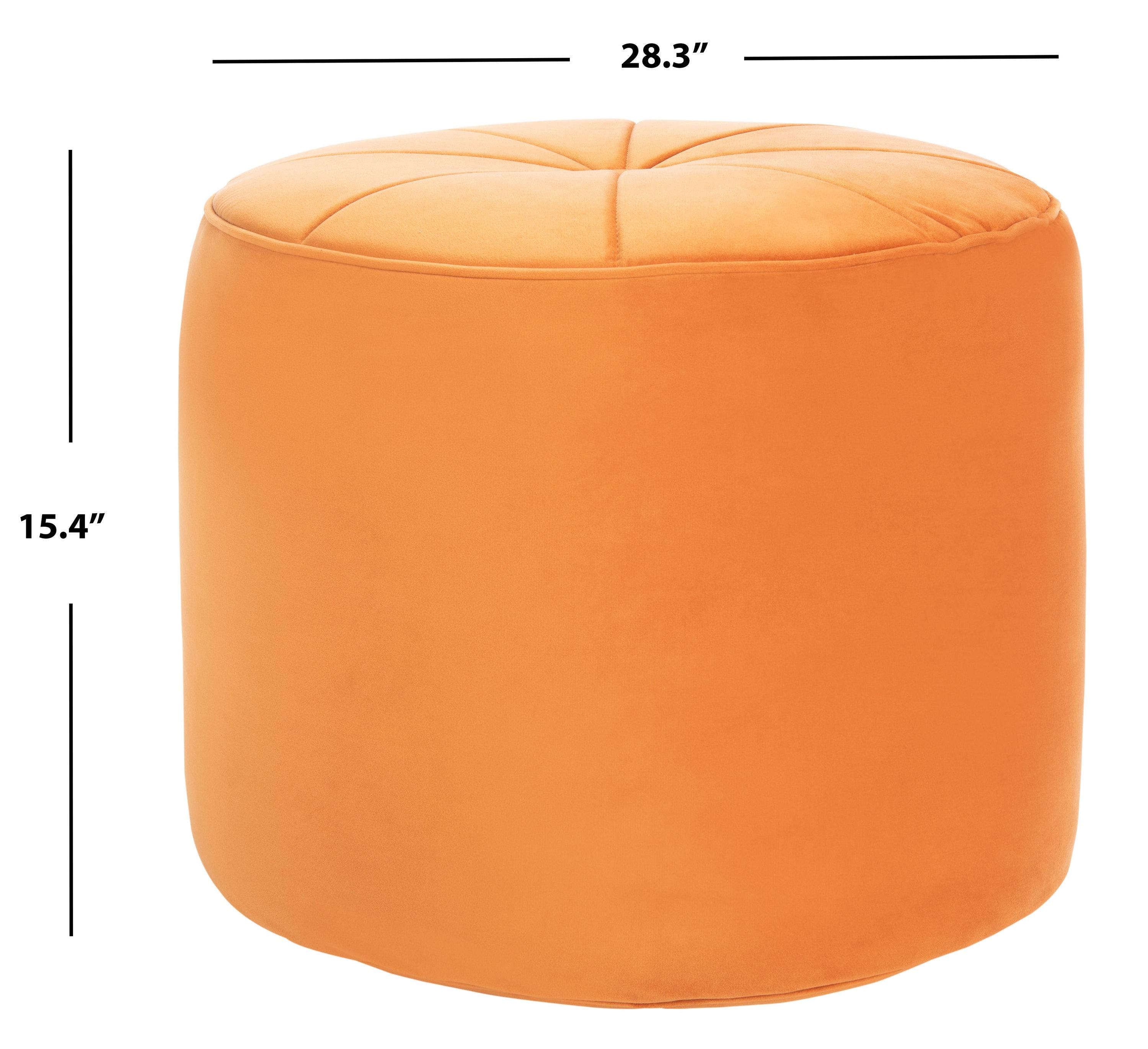 SAFAVIEH Hawkem Modern Velvet Ottoman, Orange