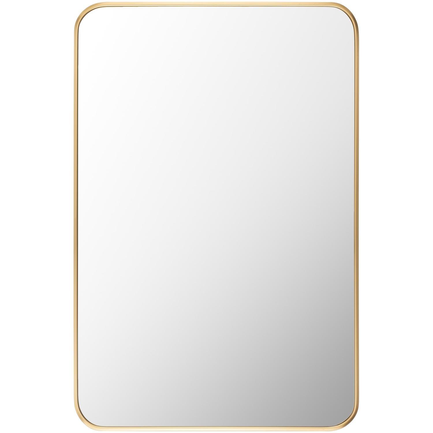 Aranya Chic Brushed Metal Rectangular Mirror in Gold & Silver