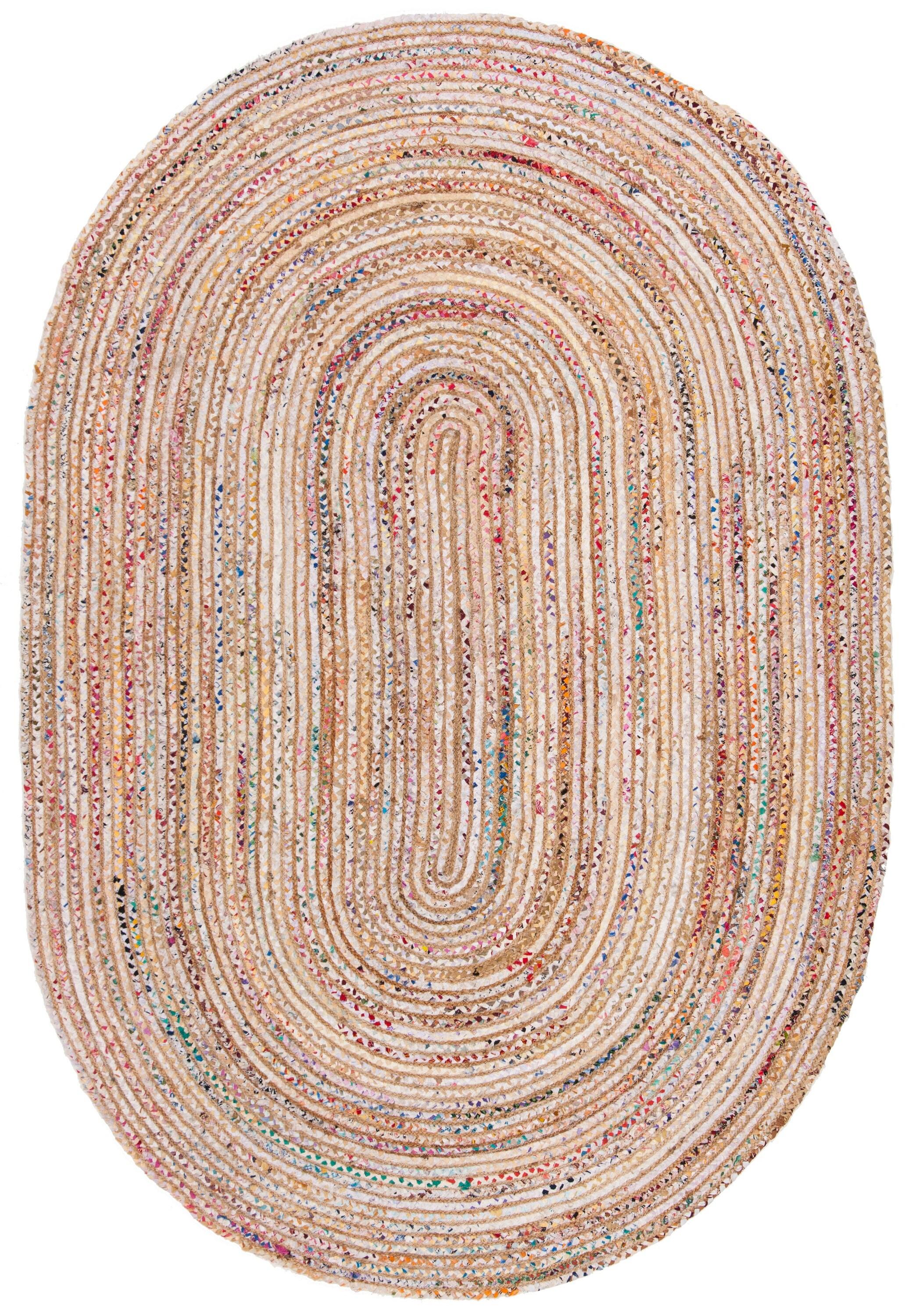 Cape Cod CAP202 Woven Indoor Area Rug - Beige/Multi - 6'x9' Oval - Safavieh