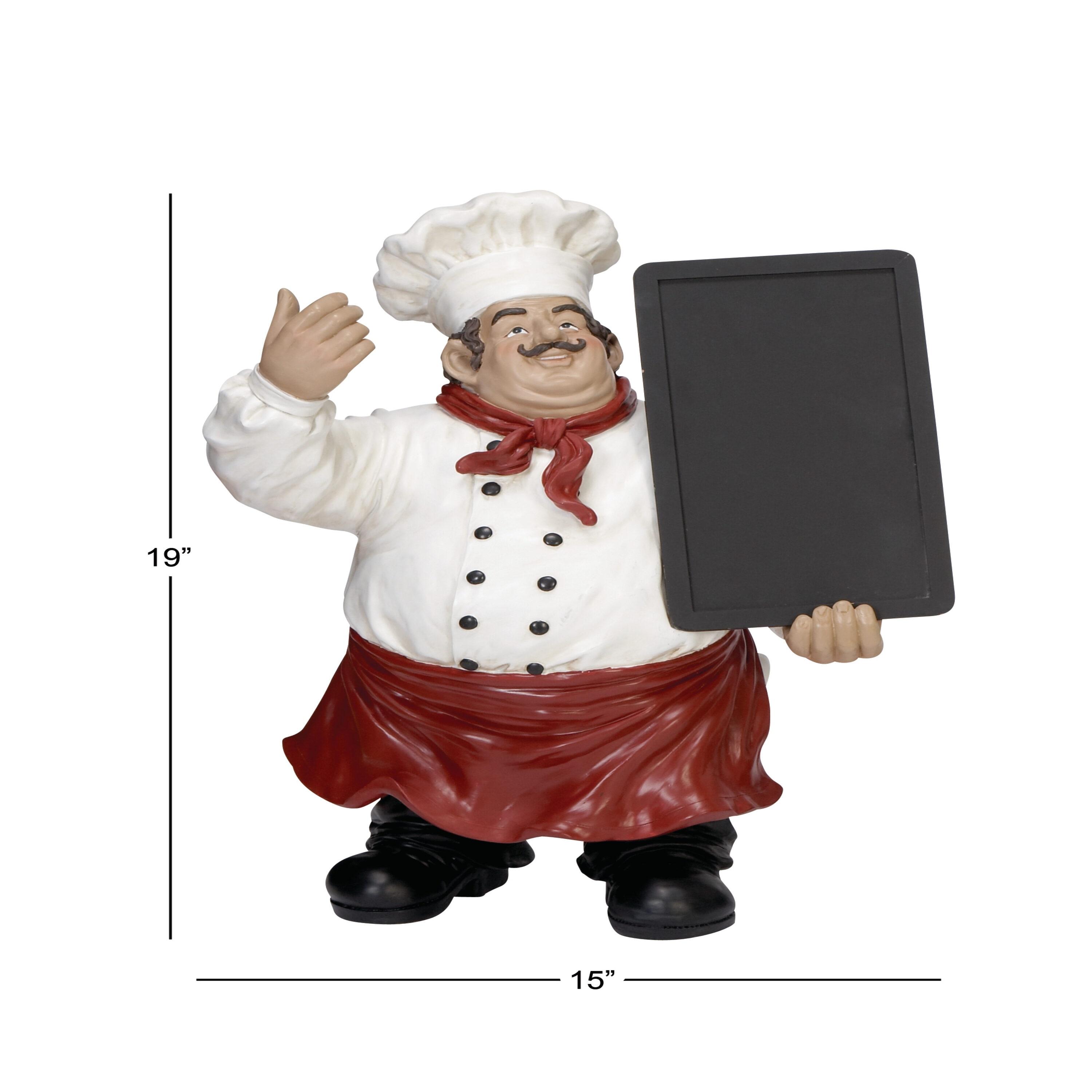 15" x 19" Multi Colored Polystone Chef Sculpture with Chalkboard, by DecMode