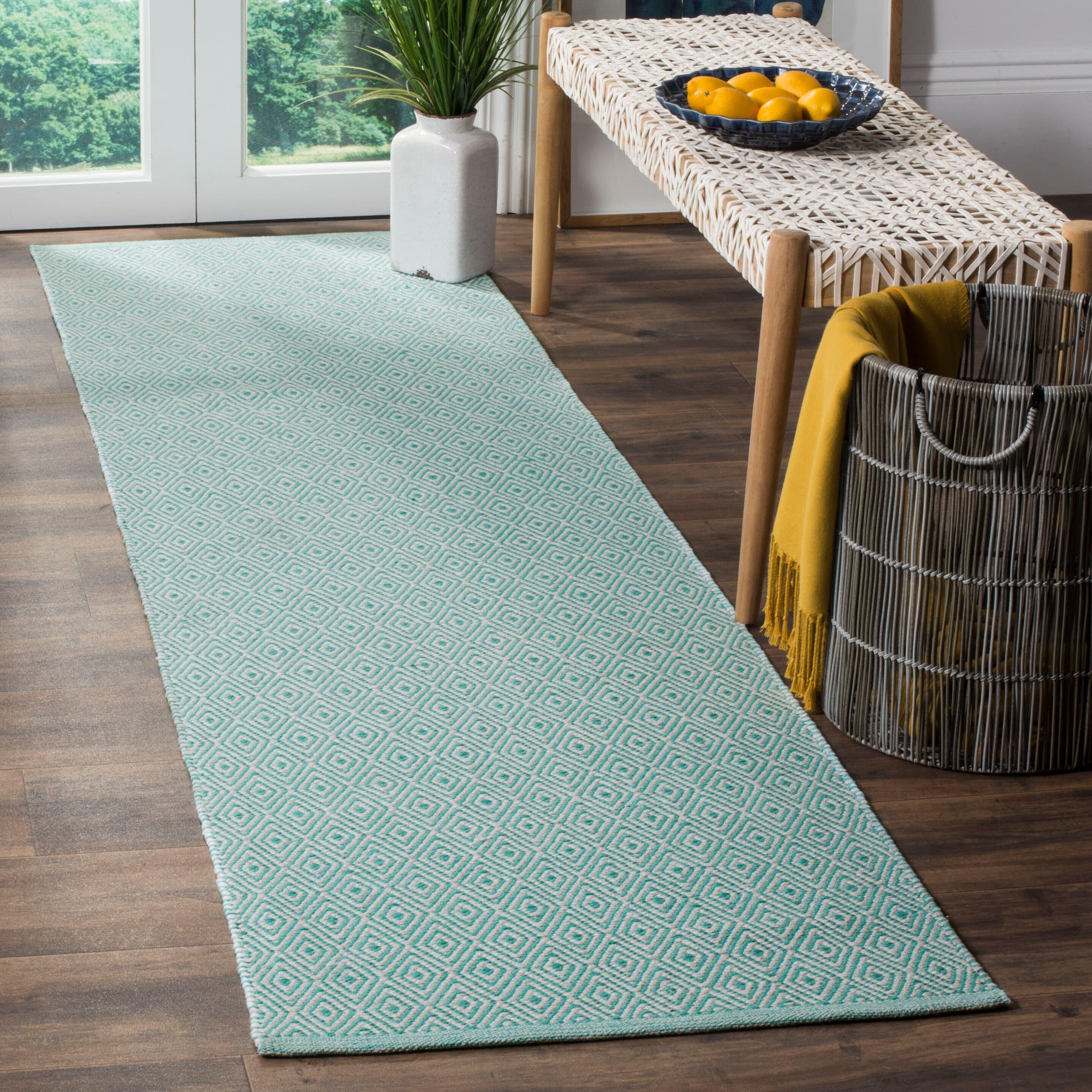 Montauk MTK515 Hand Woven Runner Rug - Ivory/Aqua - 2'3"x6' - Safavieh.