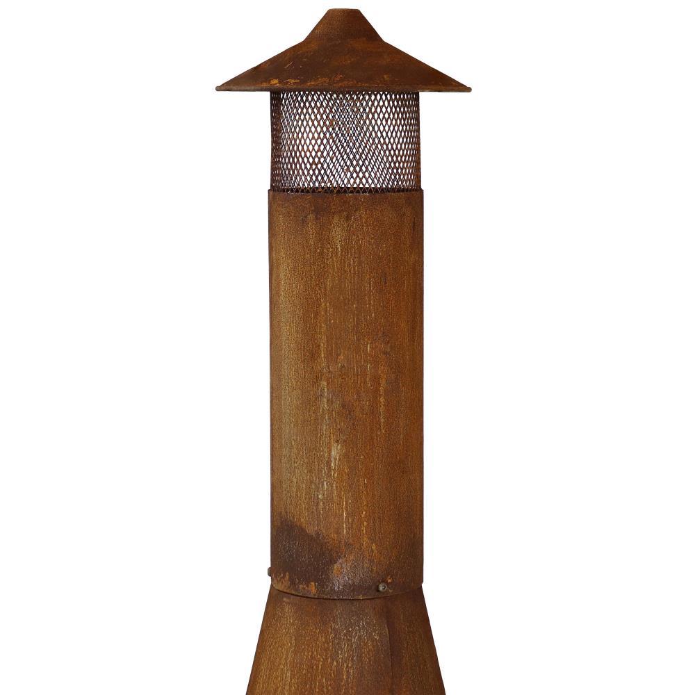SunnyDaze Decor 70'' H x 23.5'' W 70" Rust Patina Finish Steel Wood-Burning Chiminea with Spark Screen