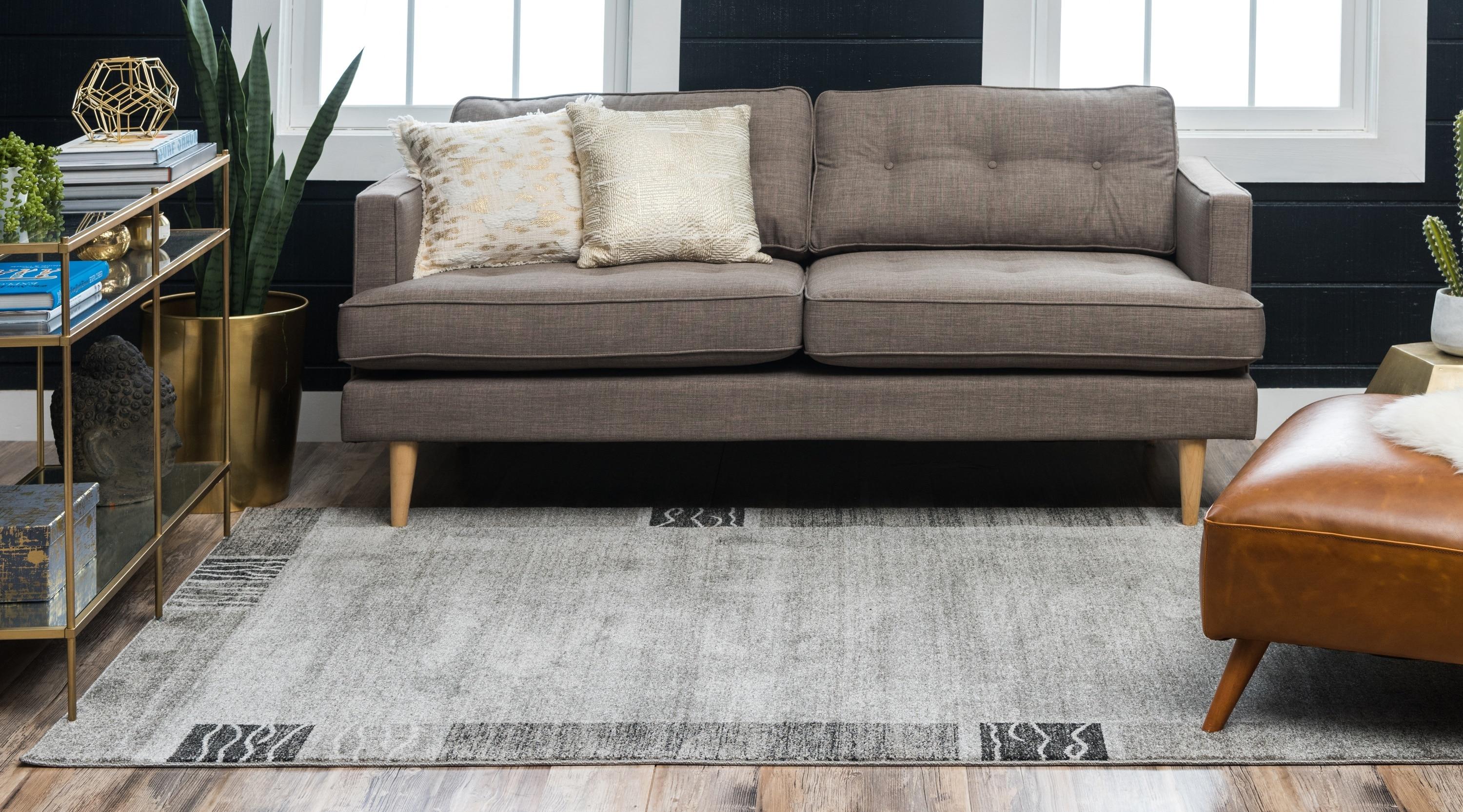 Unique Loom Del Mar Collection Area Rug - Sarah (9'  x 12' Rectangle Light Gray/Gray)