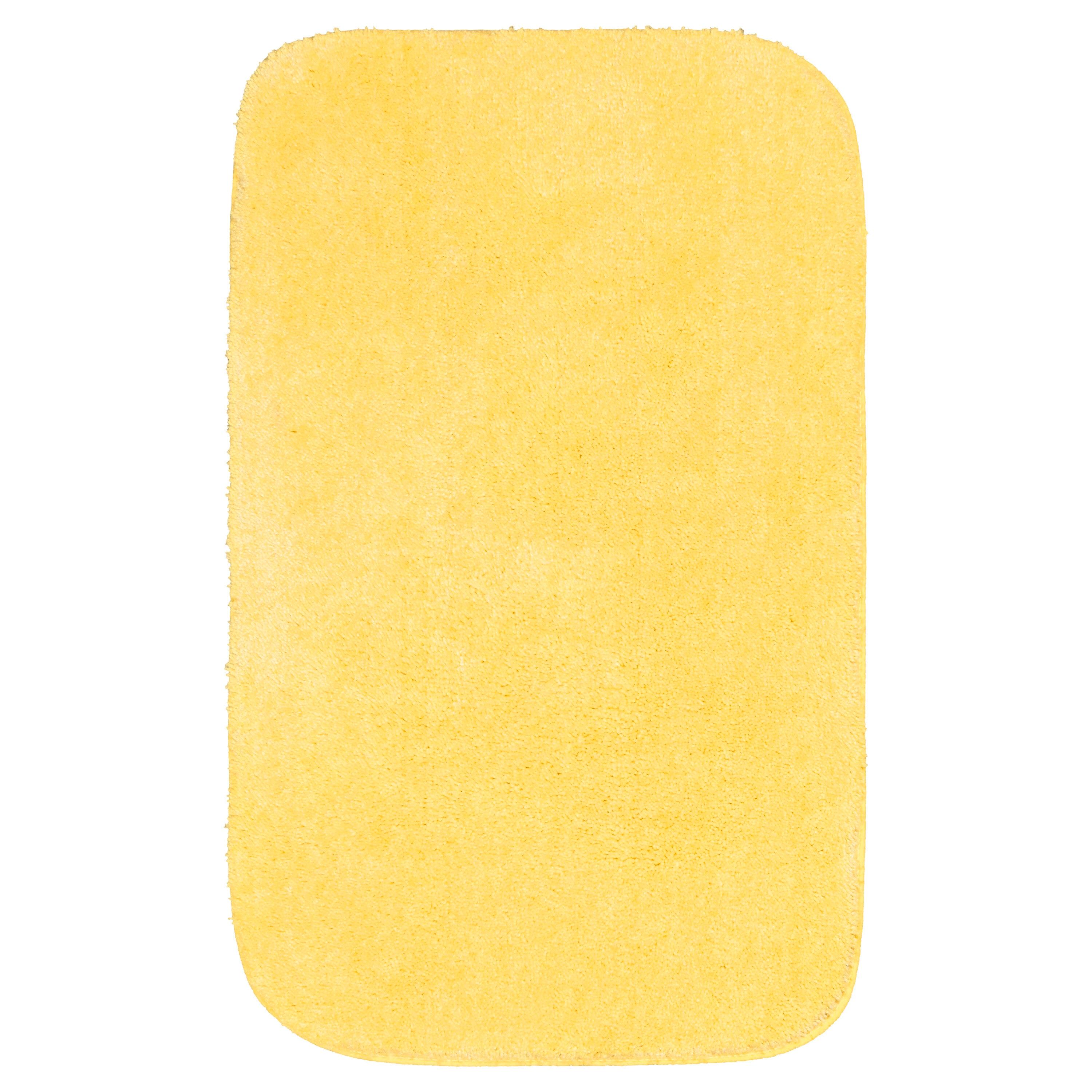 Garland Rug 24"x40" Traditional Plush Nylon Washable Bath Rug Yellow : Microfiber, Machine Washable, Non-Slip Backing