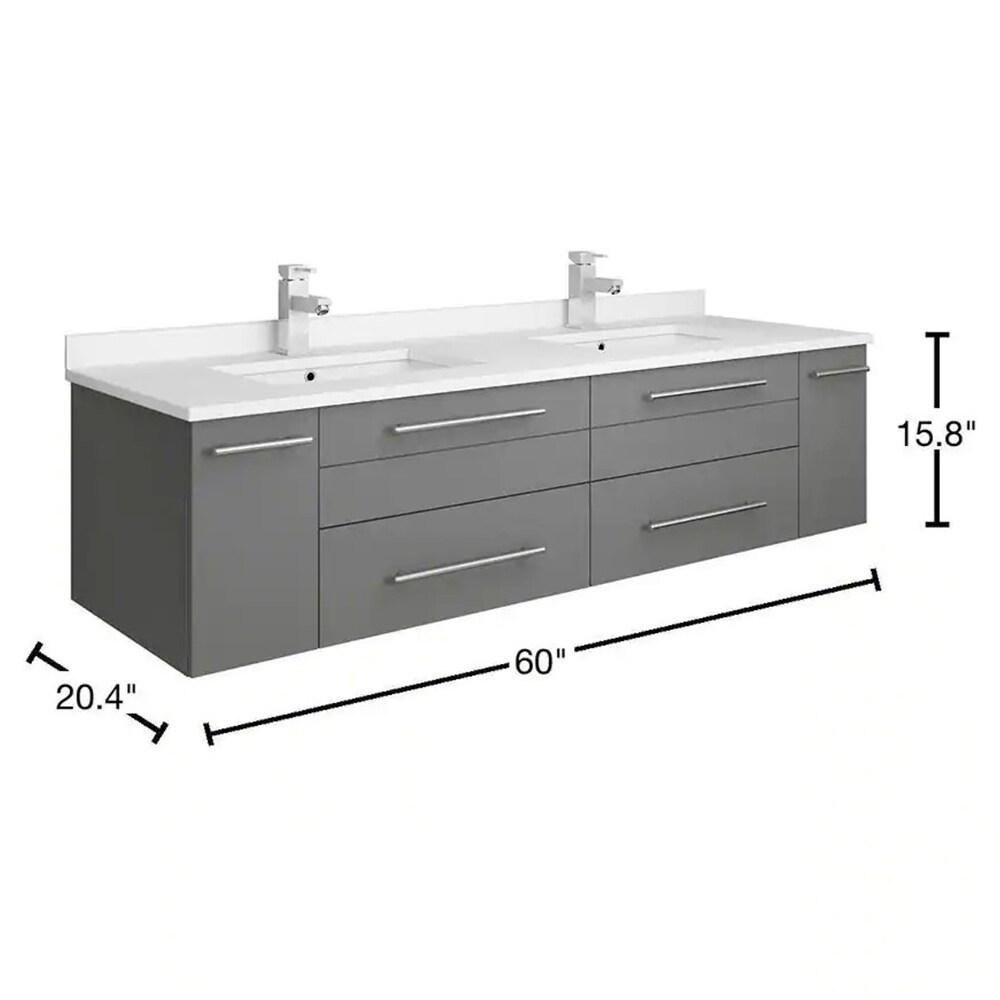 Fresca Lucera 60" Wall Mount Double Undermount Sink Bathroom Vanity Base Only (Top & Sink Not Included)