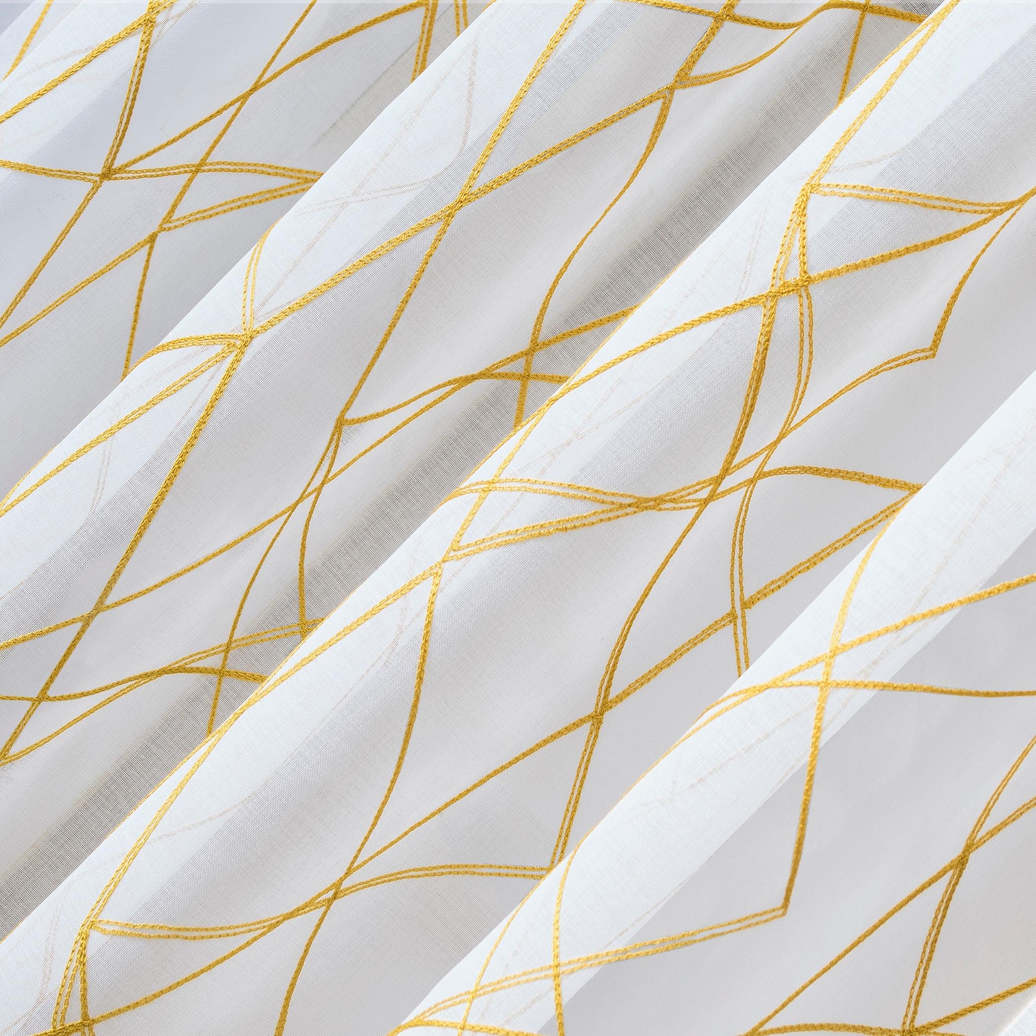 50"x84" No. 918 Light Filtering Abstract Geometric Embroidery Rod Pocket Curtain Panel Gold: Modern Window Decor