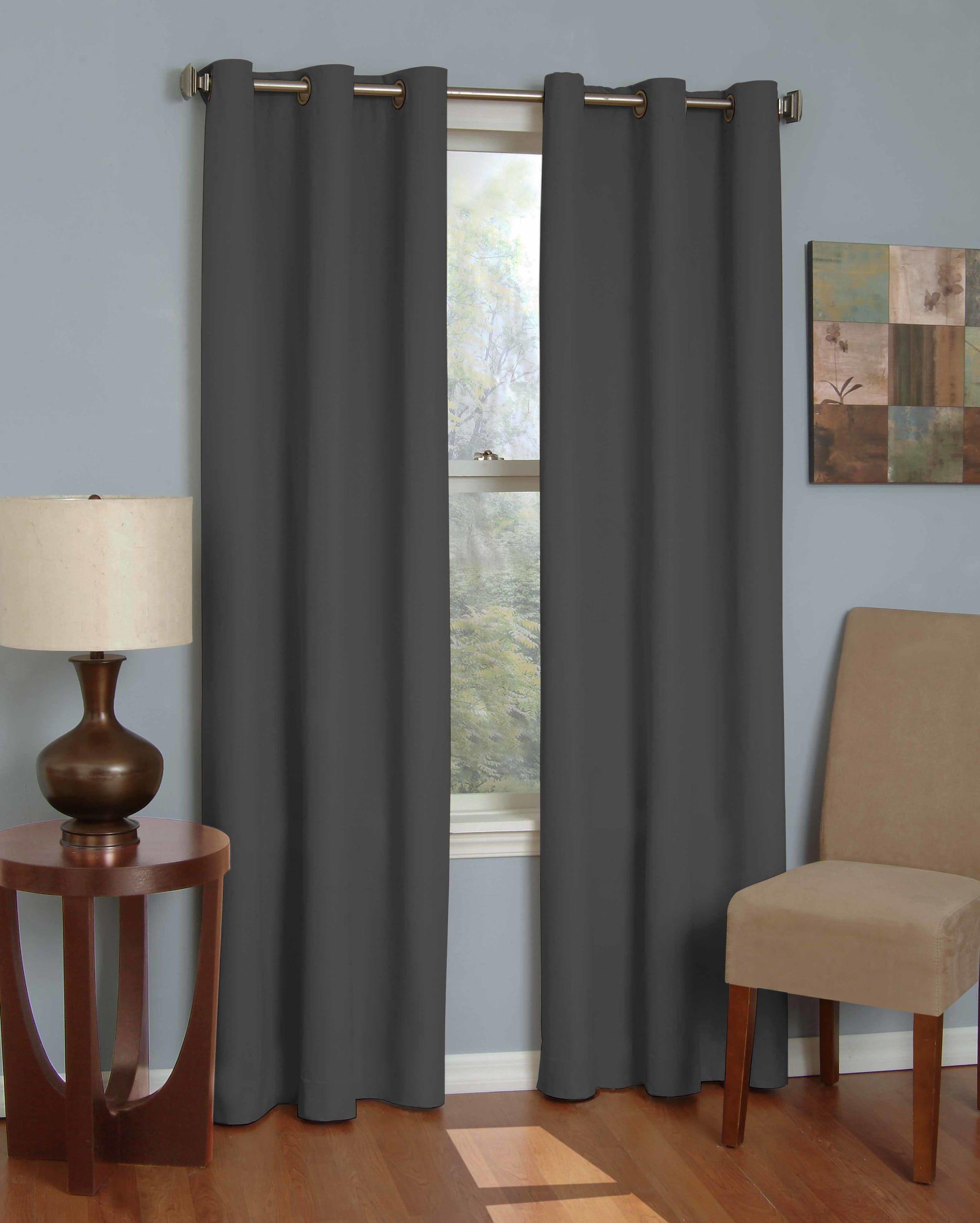 Microfiber Blackout Grommet Curtains, Solid Thermaback Window Curtains