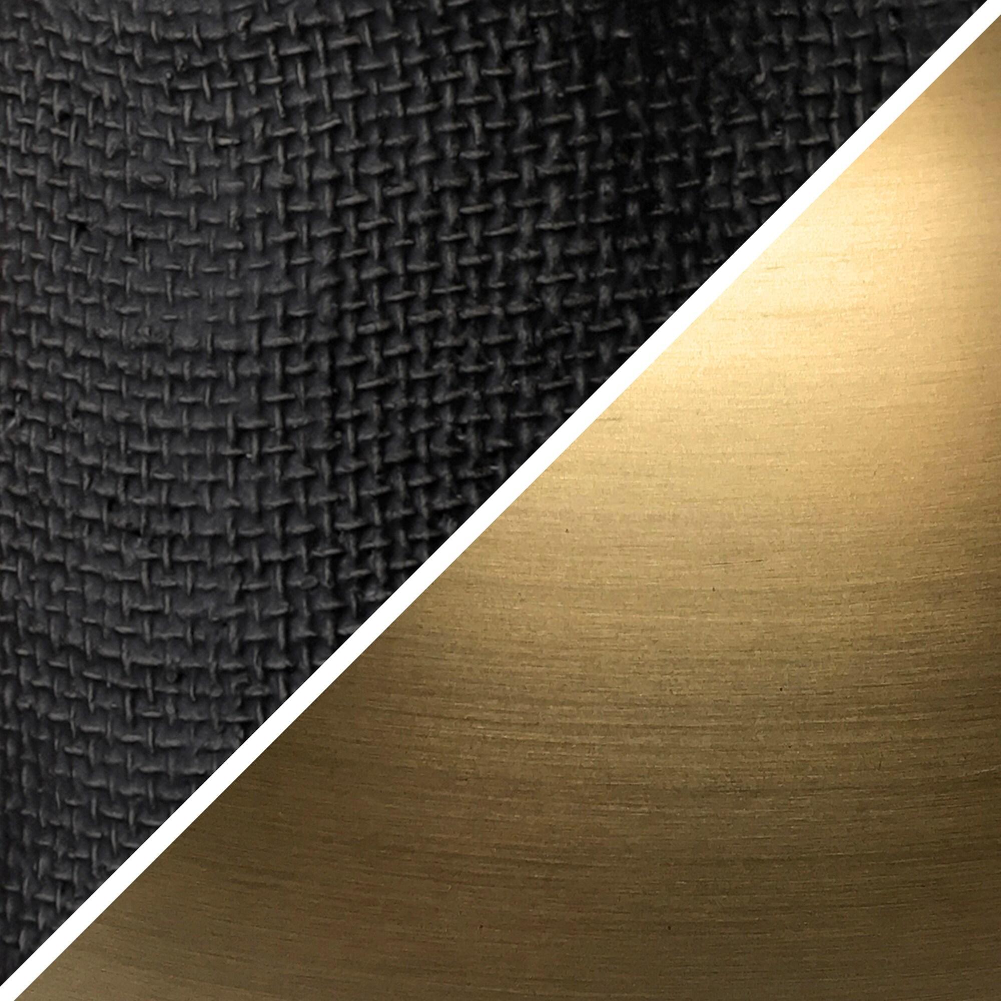 Evelyn&Zoe Esther 15" Tall Textured Ceramic Mini Lamp with Fabric Shade, Matte Black/Antique Brass/White