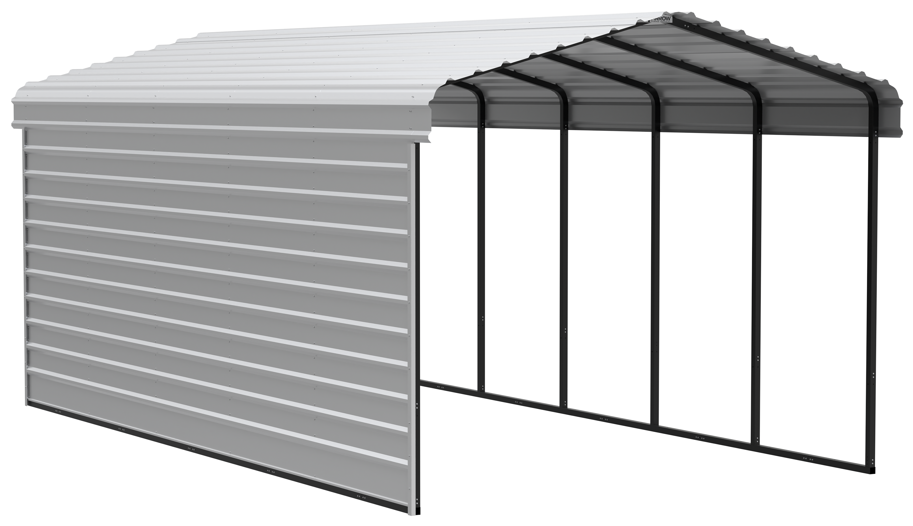 Arrow Arrow Steel Carport with 1 Side Wall Kit, 12x24x09