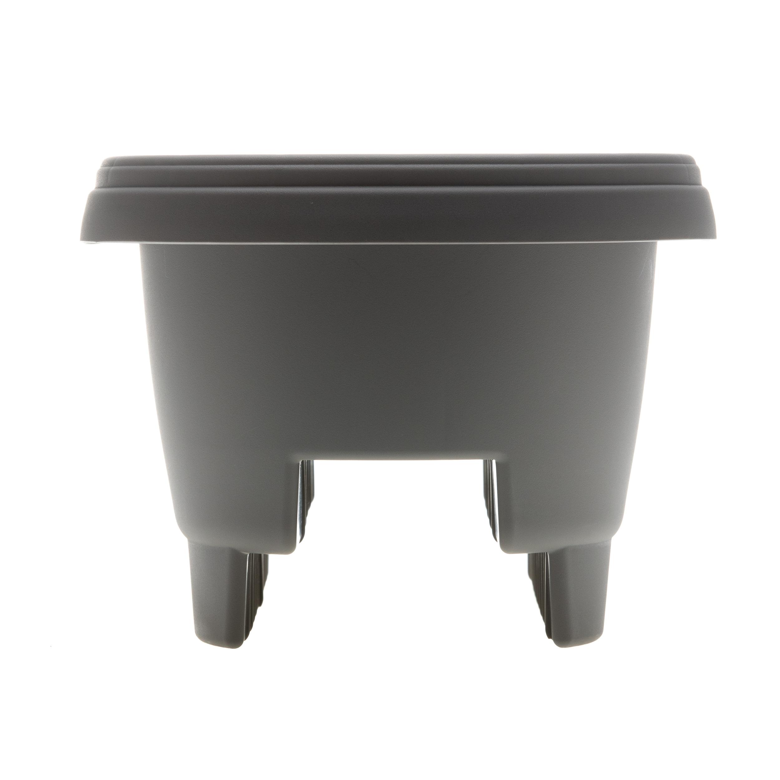 Bloem 12" Modica Deck Rail Round Planter, Charcoal