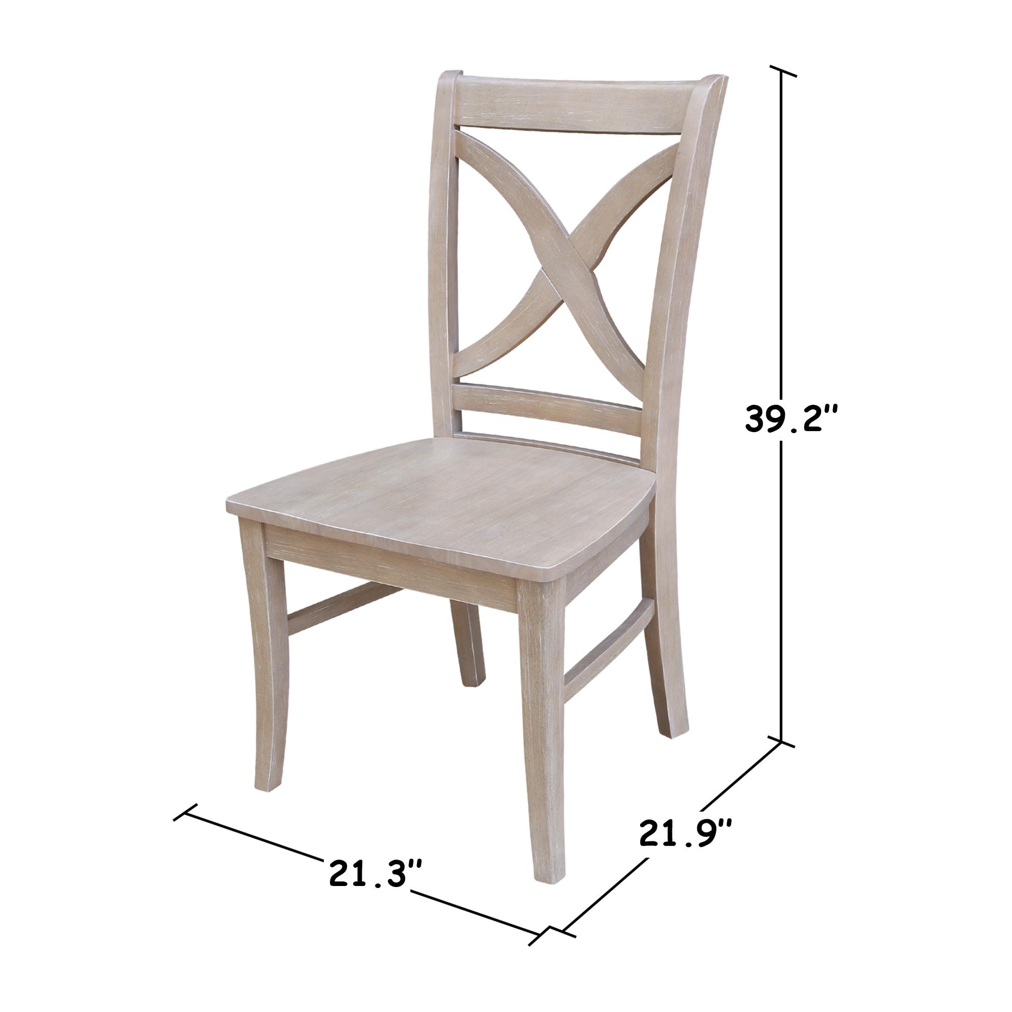 Solid Wood Cross Back Side Chair in Taupe (Set of 2)