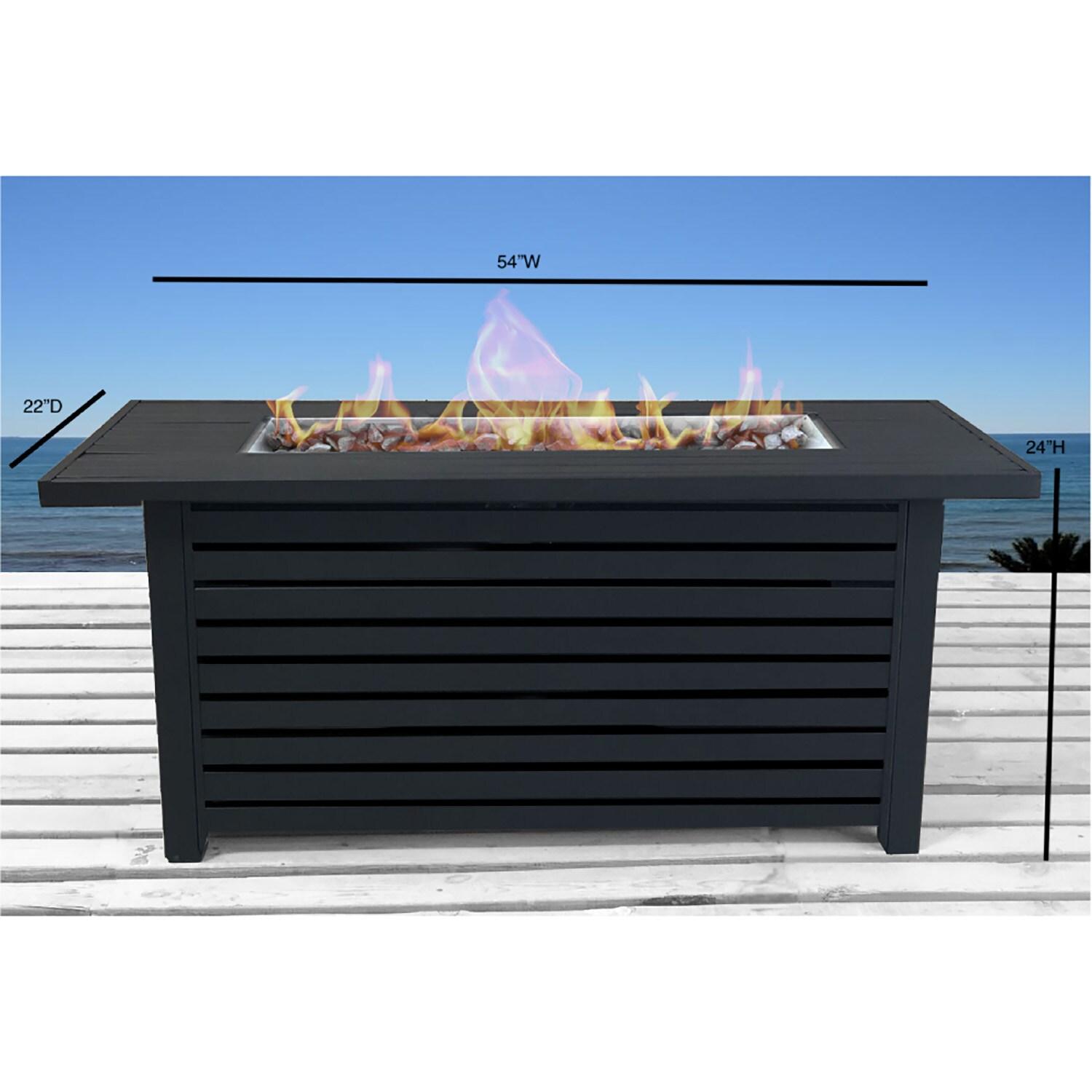 Black Steel 54" Free-standing Gas Fire Pit Table