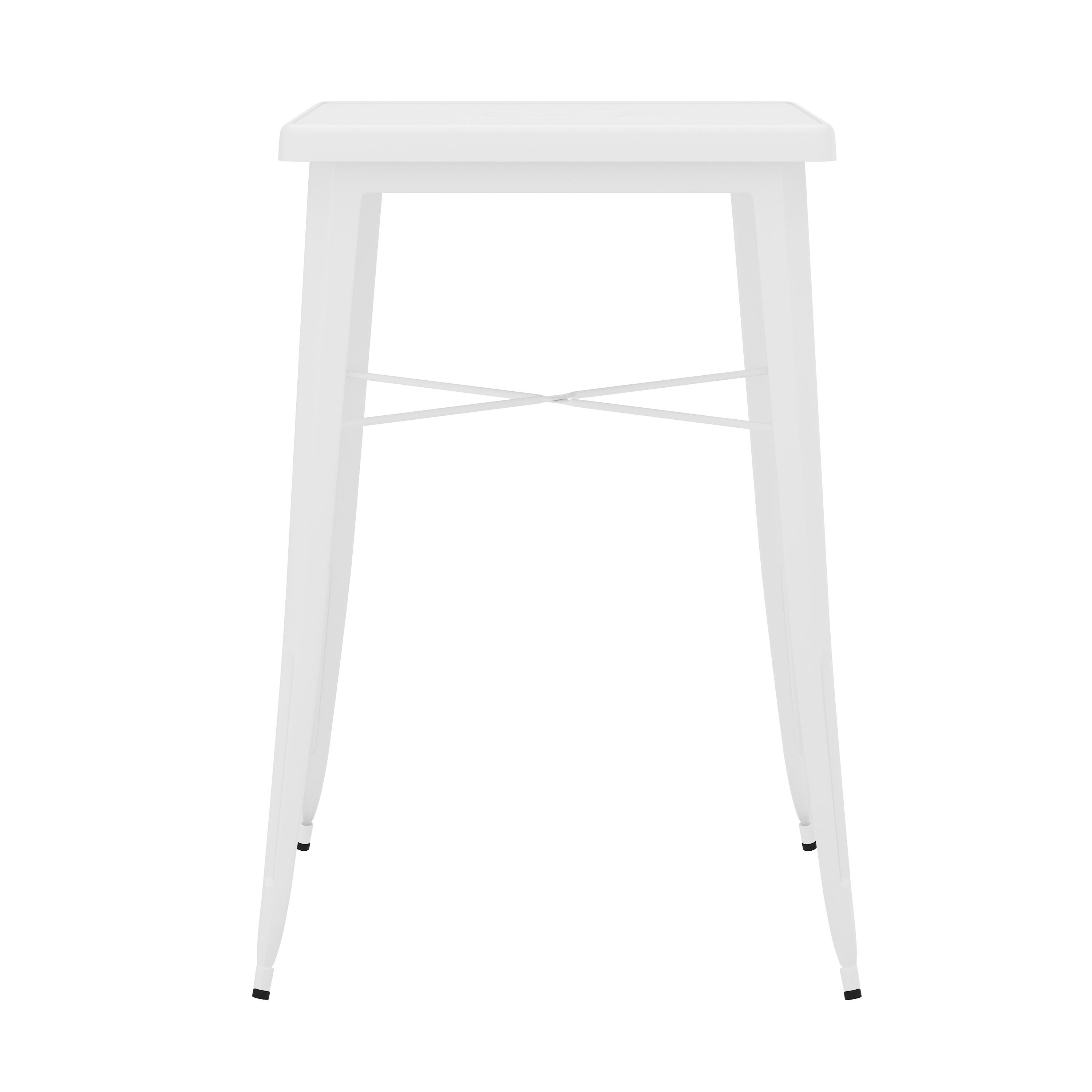 Flash Furniture Commercial Grade 23.75" Square White Metal Indoor-Outdoor Bar Height Table