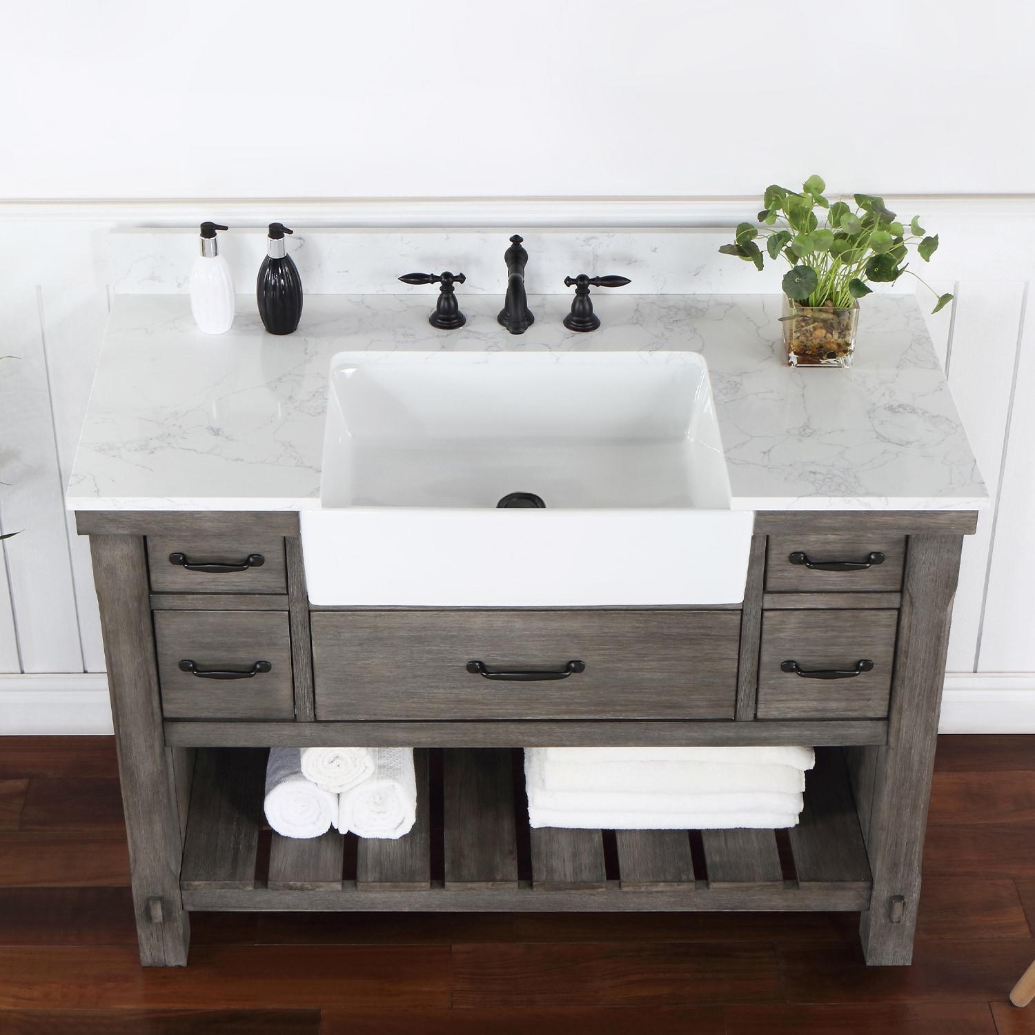 Villareal 48" Single Bath Vanity in Classical Gray with White Farmhouse Basin