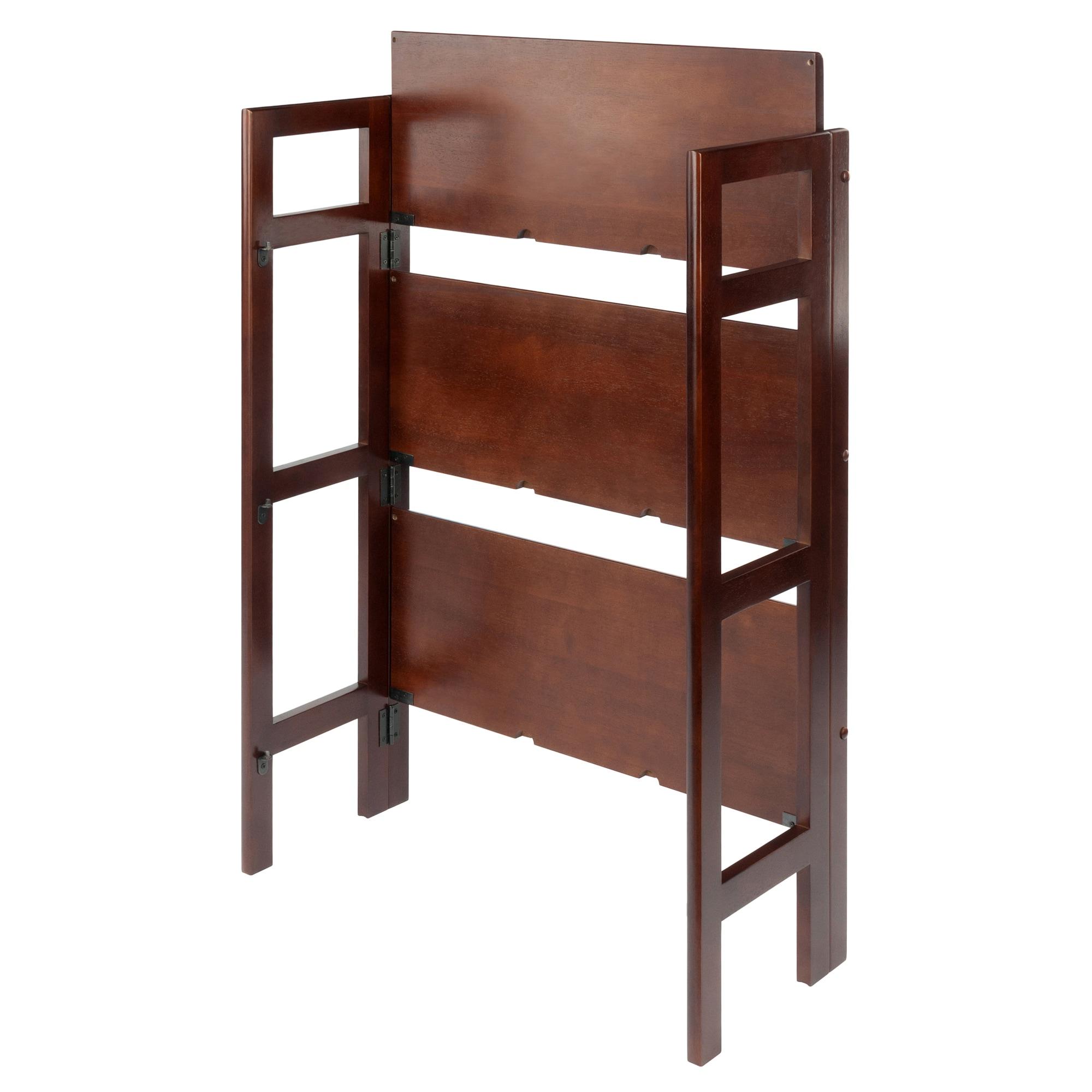 38.54" Terry Folding Bookshelf Walnut - Winsome: Solid Beech Wood, Mid-Century Modern, 3 Fixed Shelves