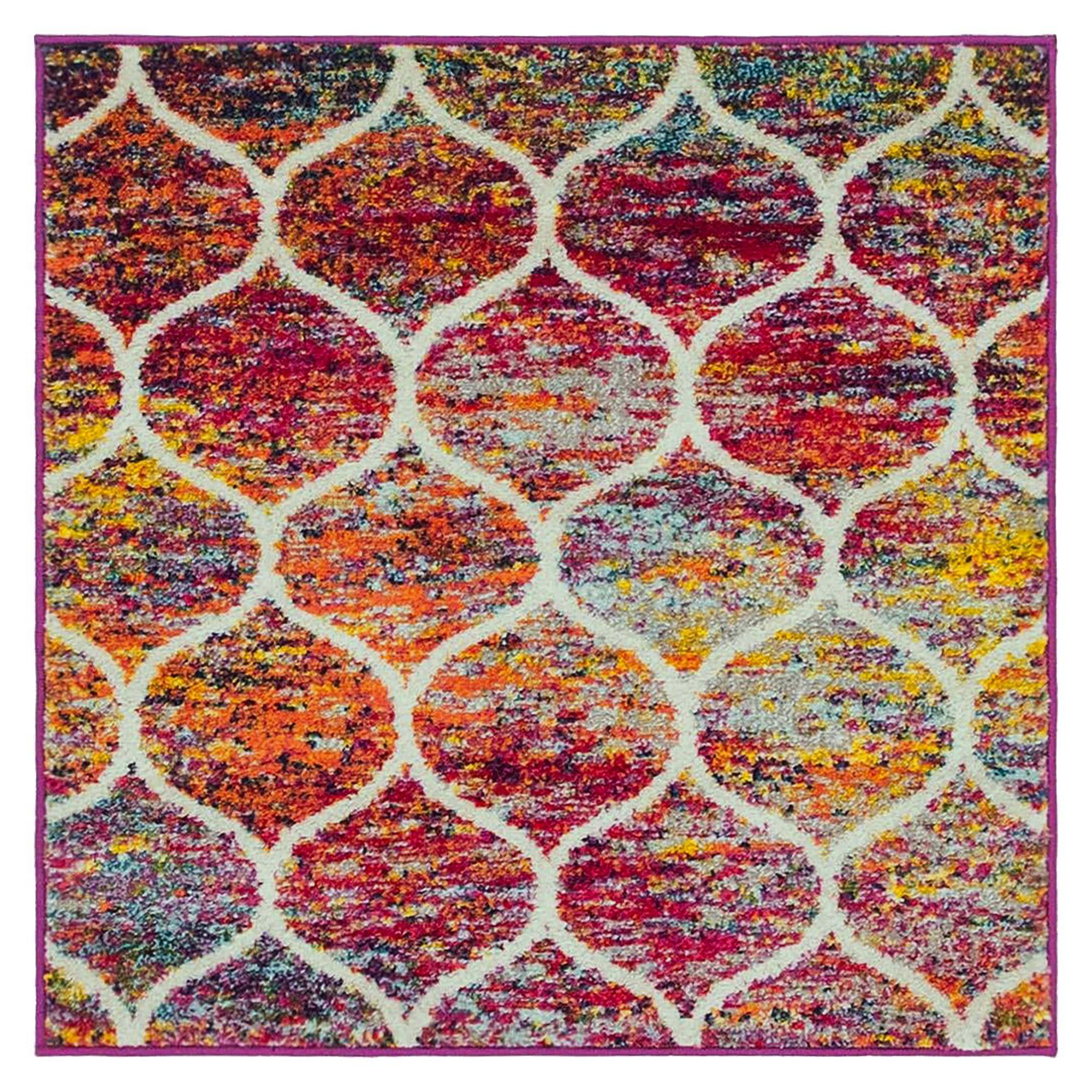 Unique Loom 3' 0 x 3' 0 Trellis Frieze Rounded Multi Area Rug