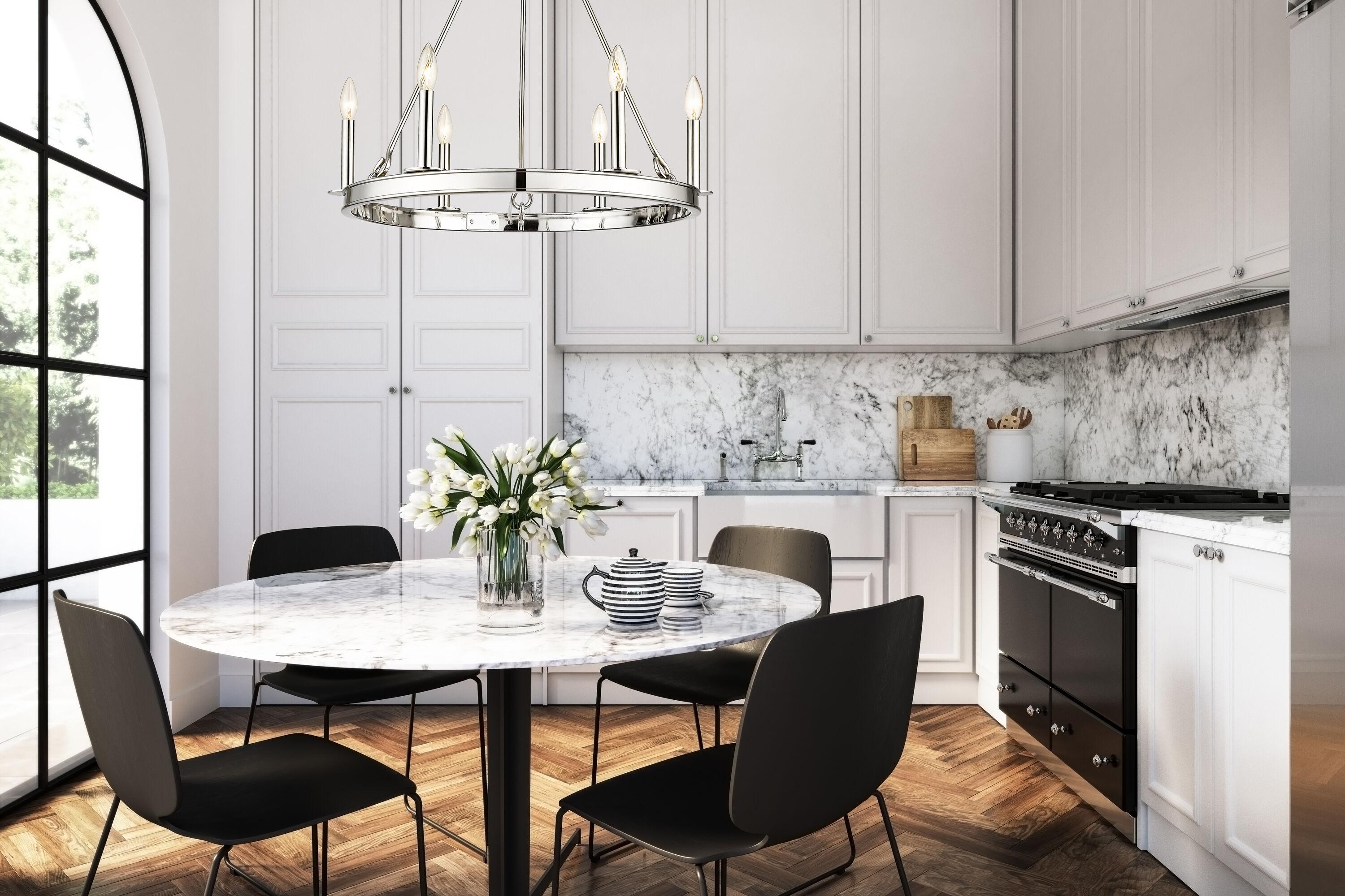 Z-Lite Barclay 6 - Light Dimmable Wagon Wheel Chandelier