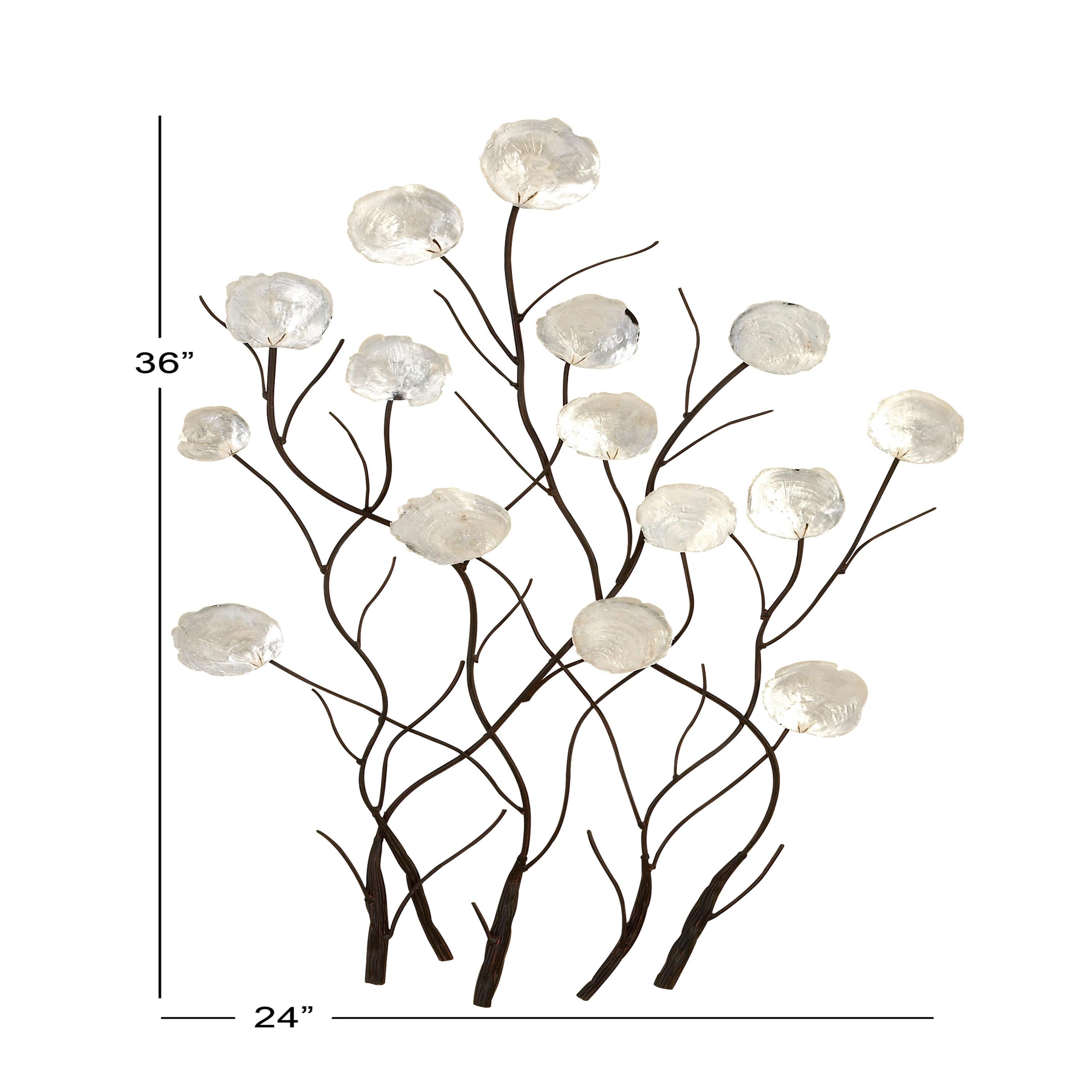 Metal Floral Wall Decor with Capiz Accents White - Olivia & May