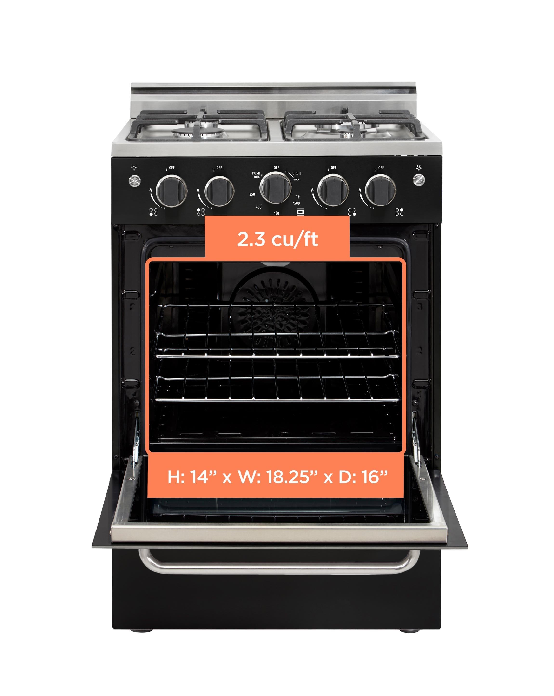 Unique Appliances Prestige 23.5" 4 burner 2.3 cu. ft. Freestanding Gas Range with Convection Oven UGP-24V PC1 B